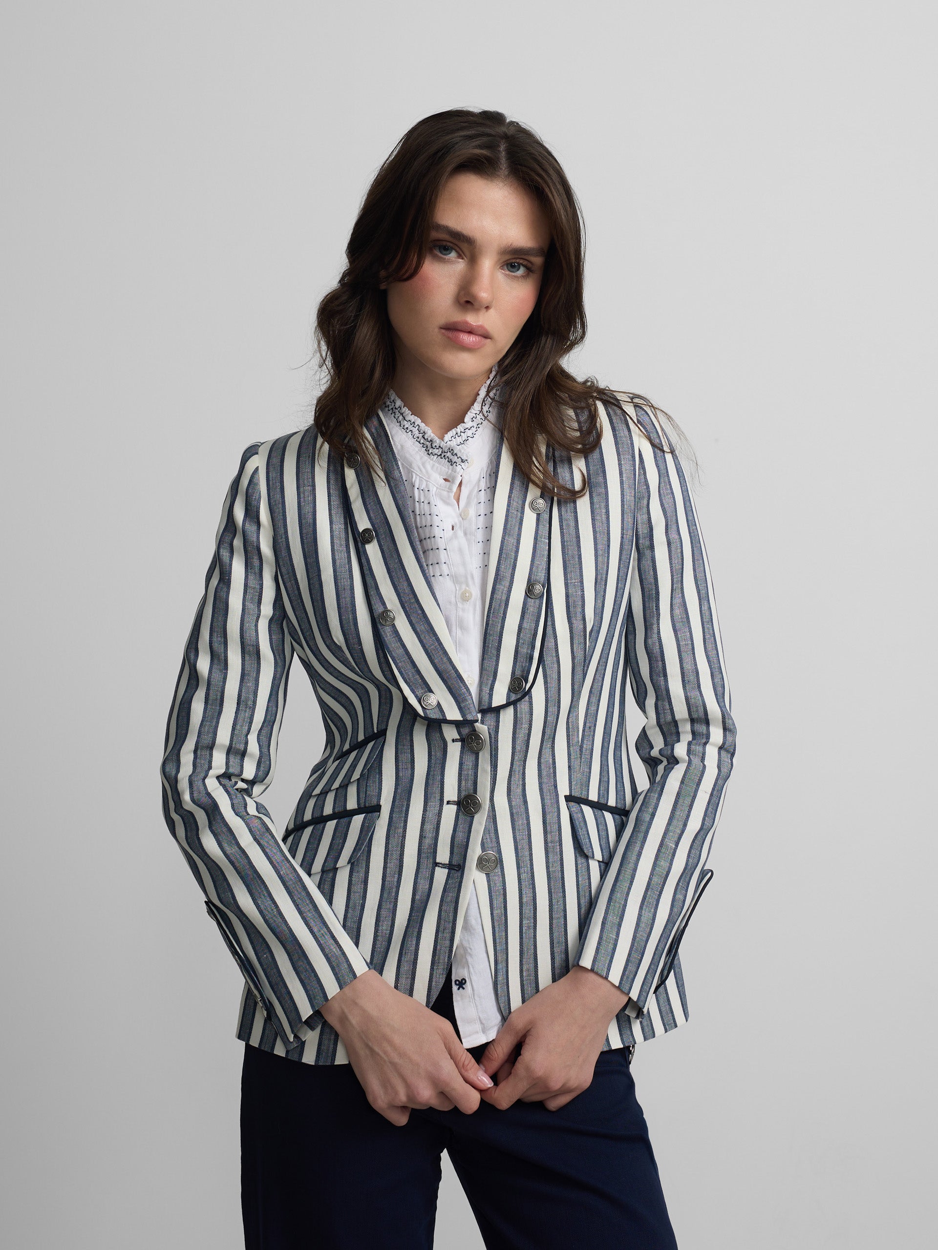 Navy blue striped blazer