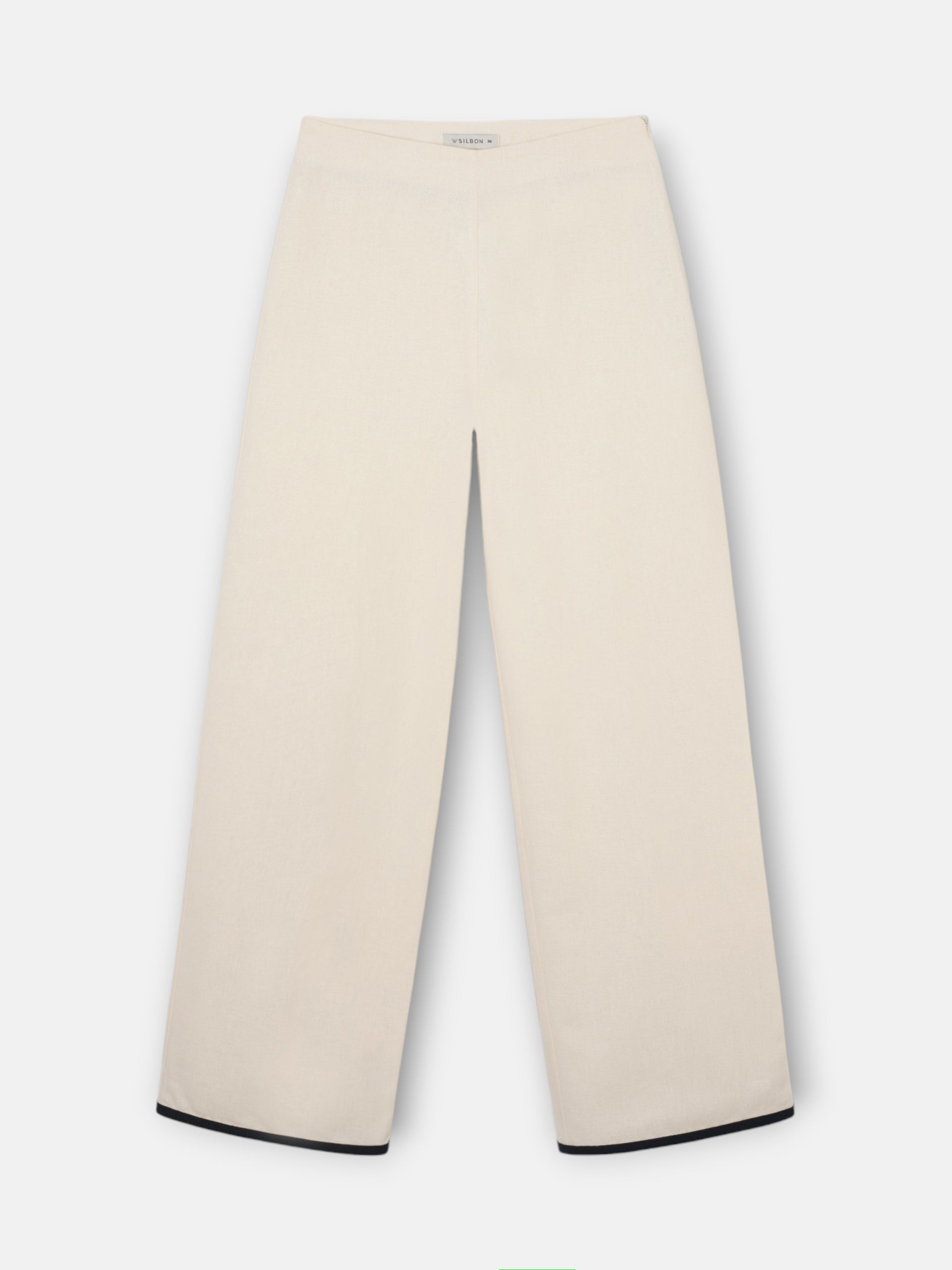 Pantalon recto lino crudo