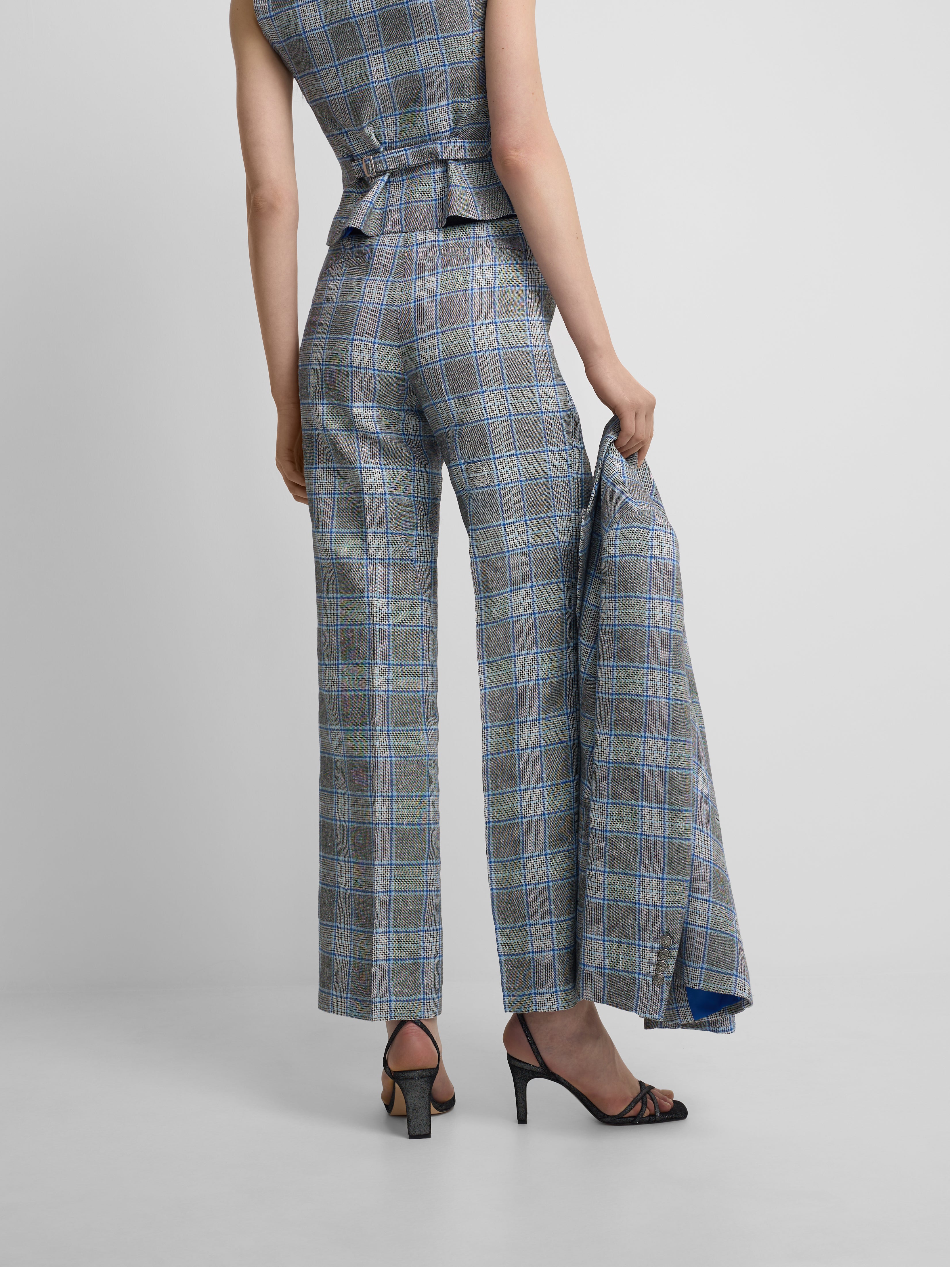 Pantalon recto cuadros marino