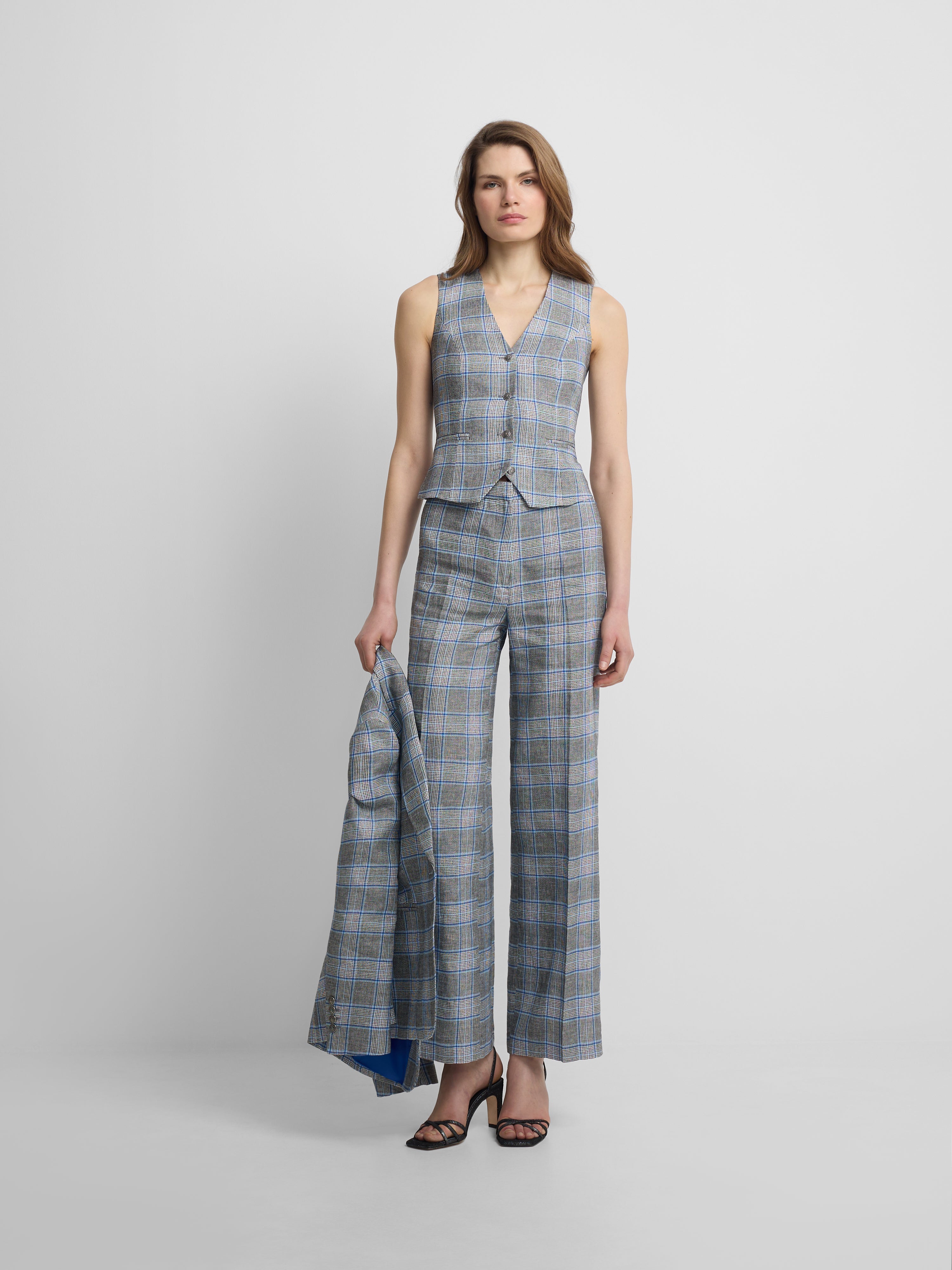 Pantalon recto cuadros marino