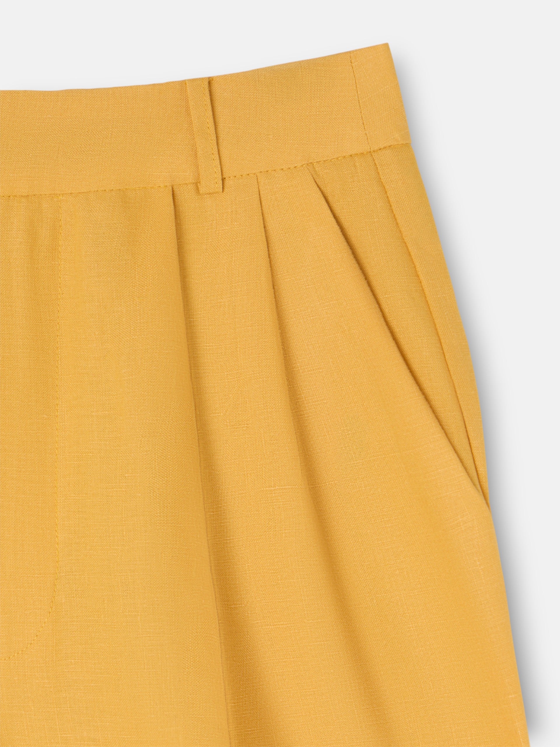 Pantalon recto lino amarillo