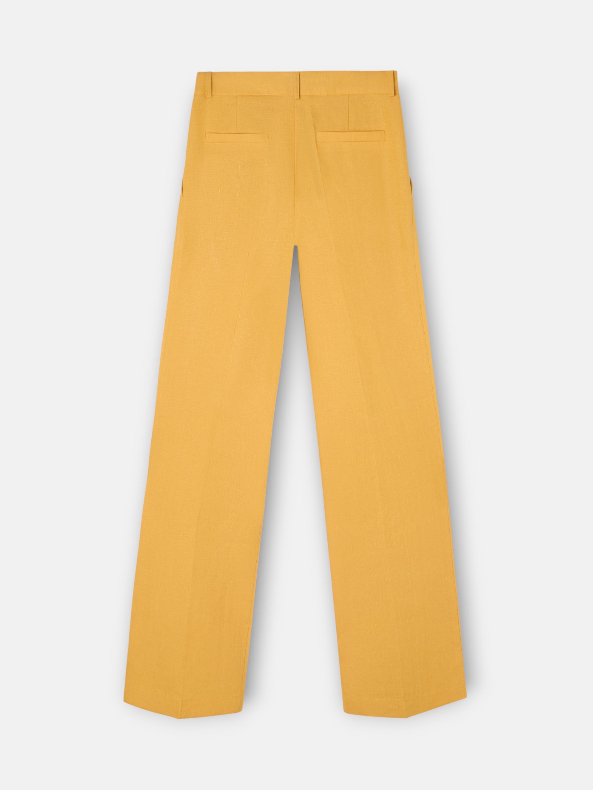 Pantalon recto lino amarillo