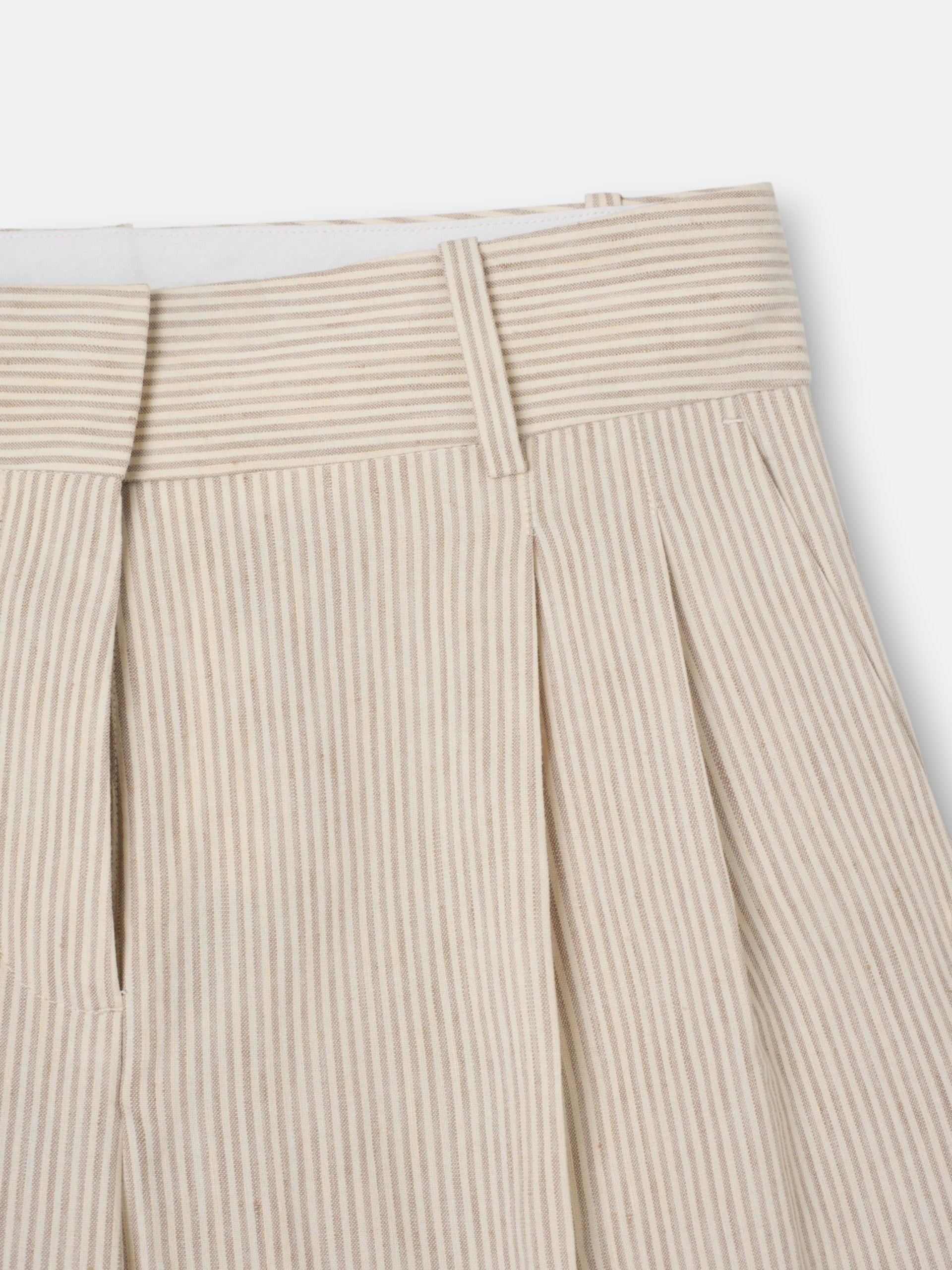 Straight beige striped trousers