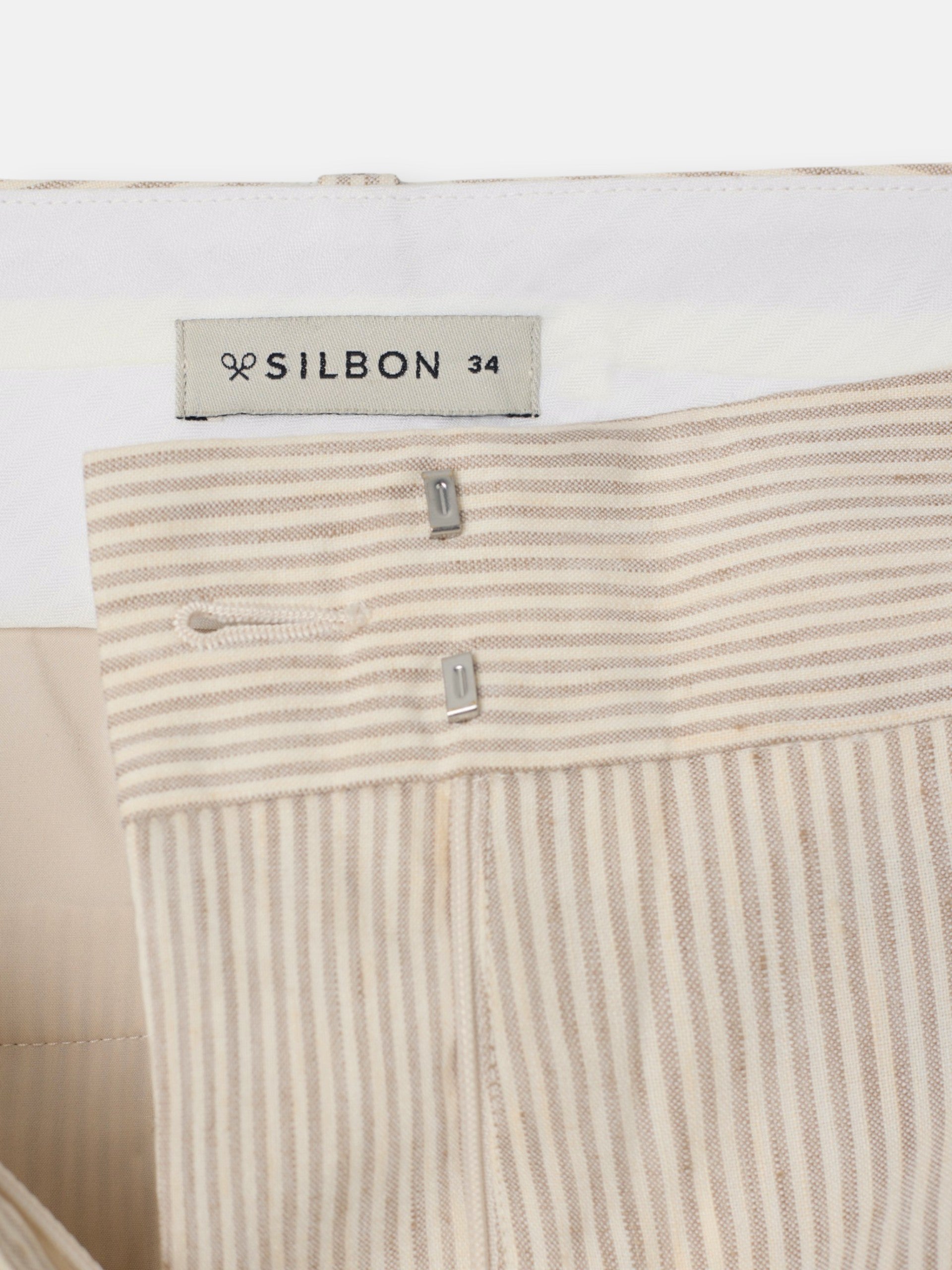 Straight beige striped trousers