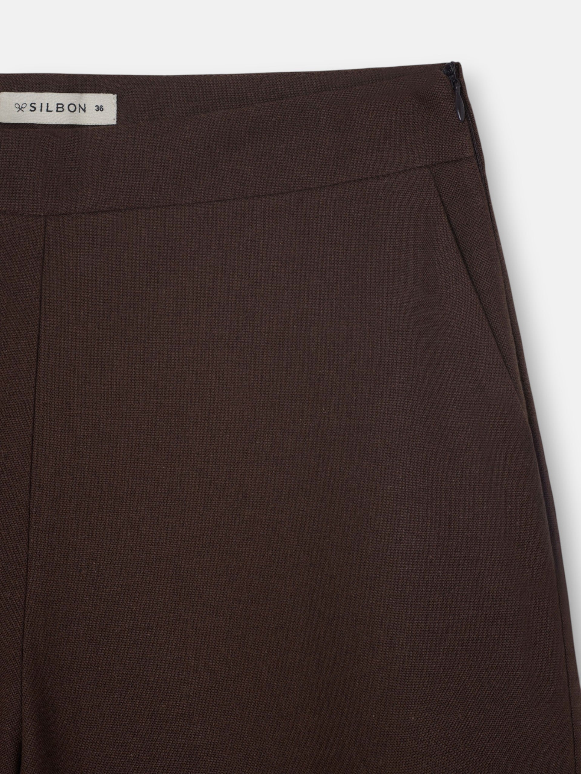 Pantalon bouffant en lin marron