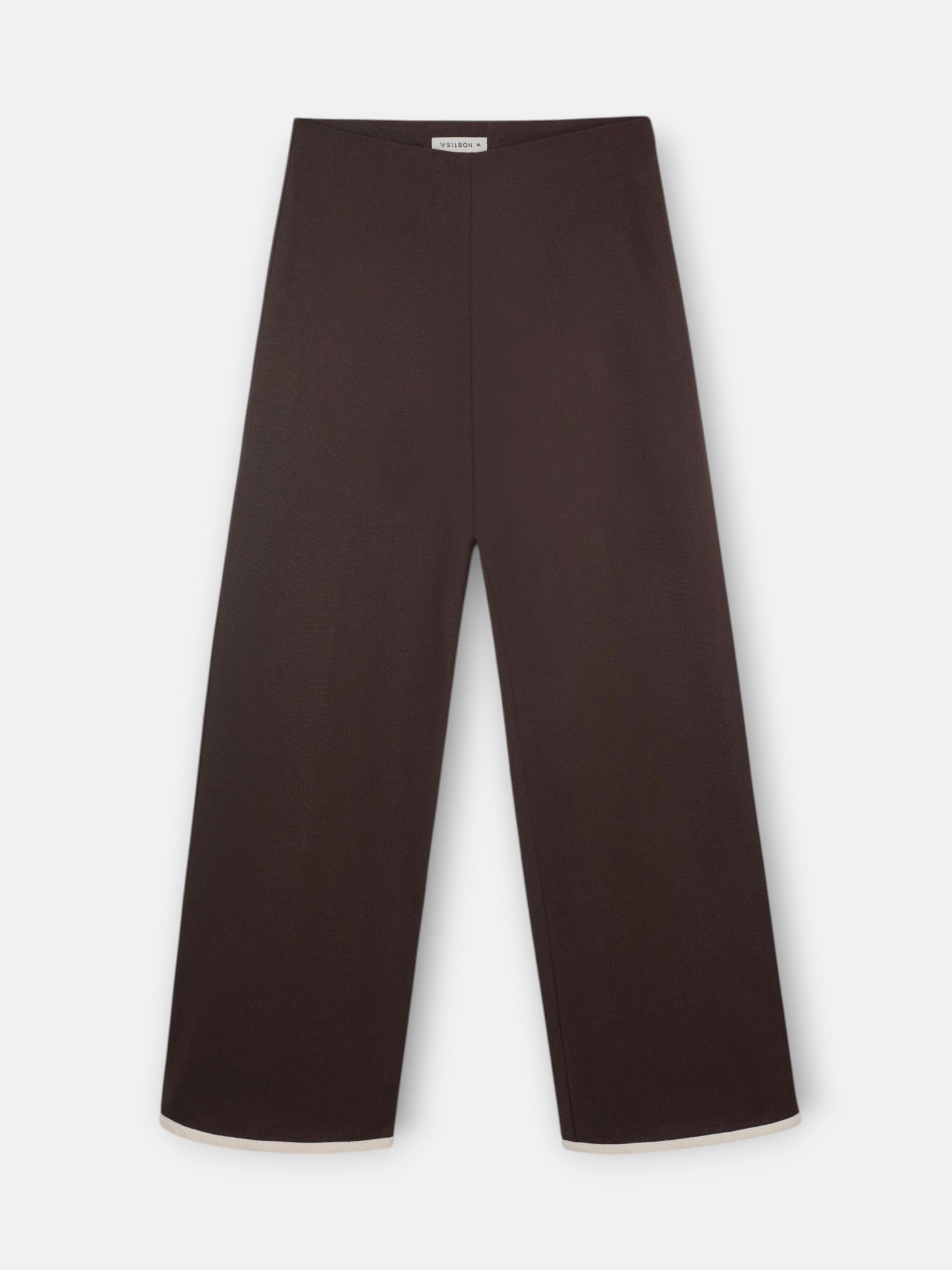 Pantalon droit en lin marron