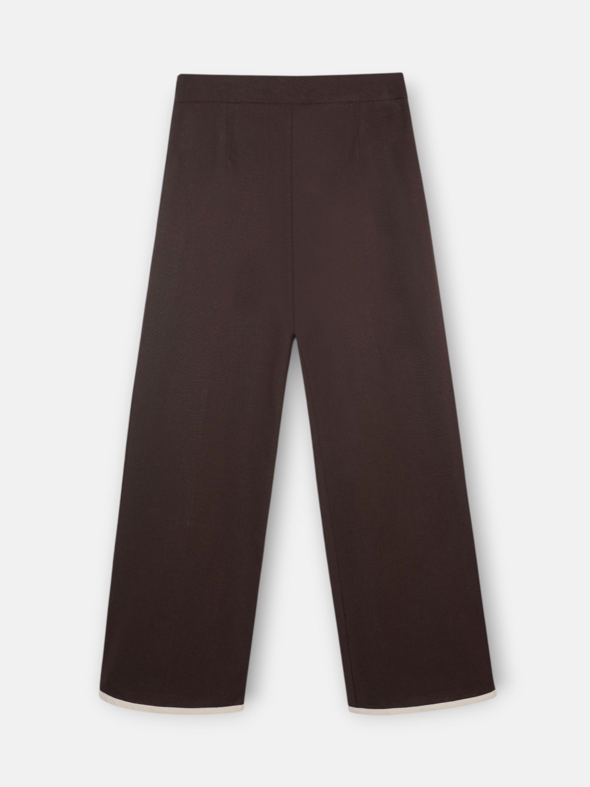 Pantalon droit en lin marron