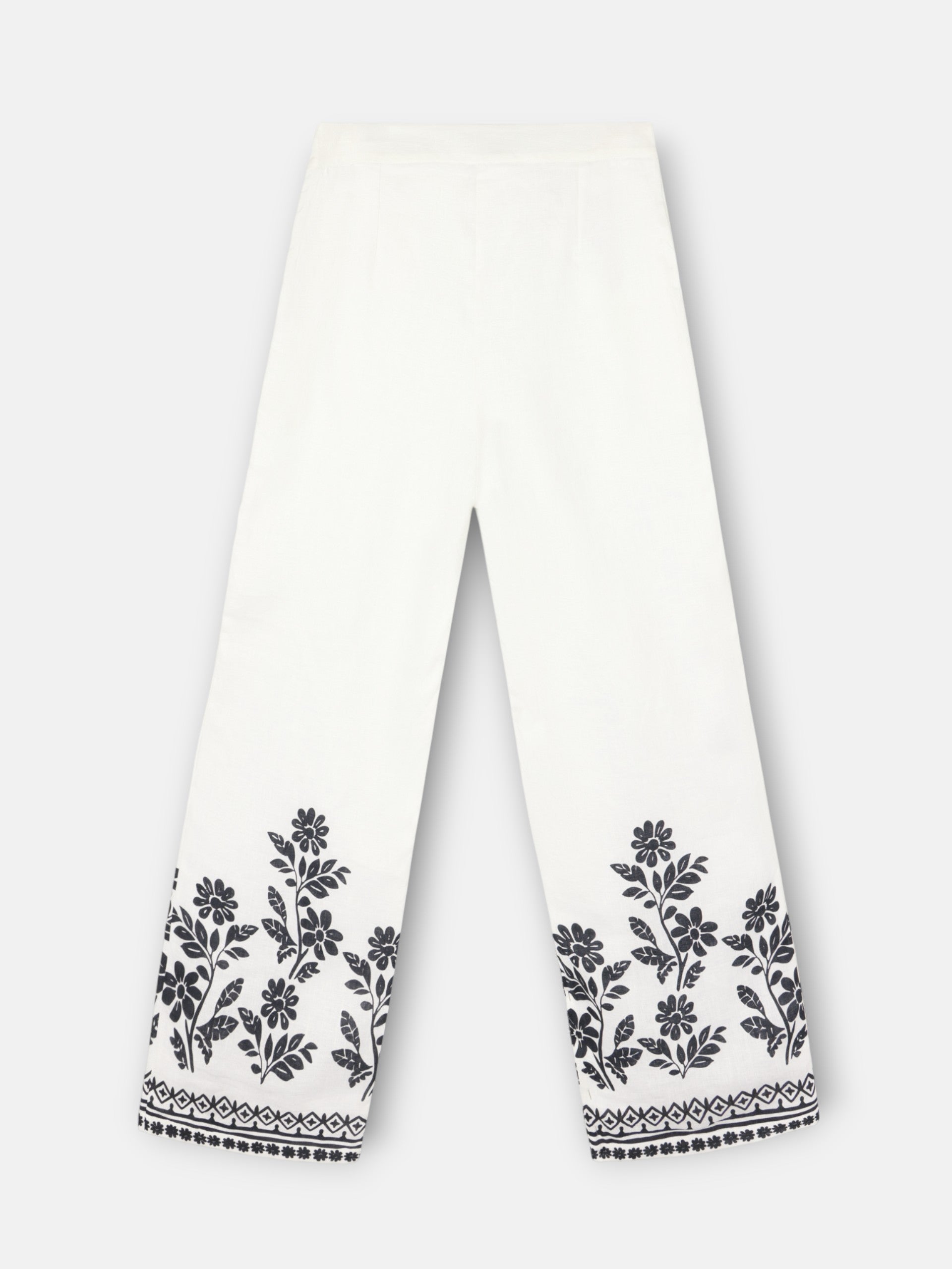 White floral print trousers