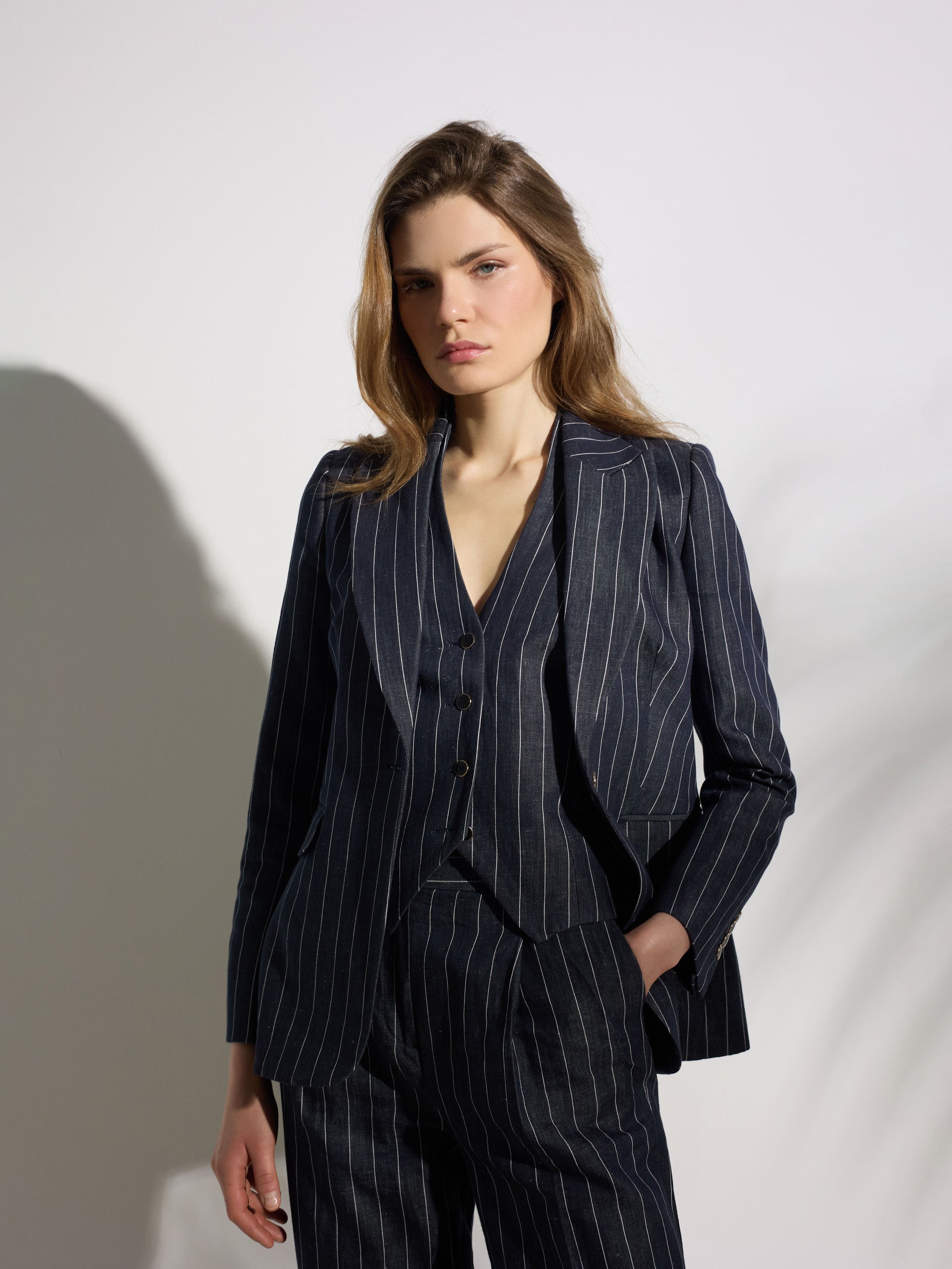 Unique grey pinstripe blazer