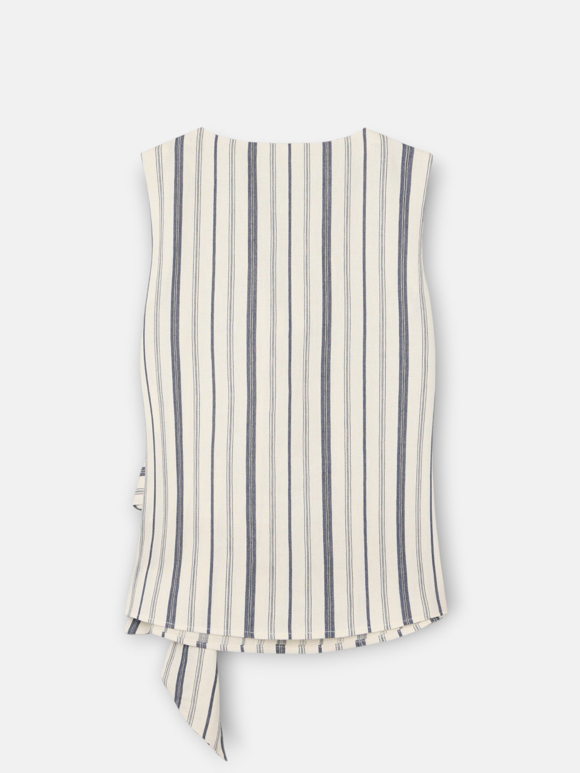 Top unique nudo rayas azul y beige