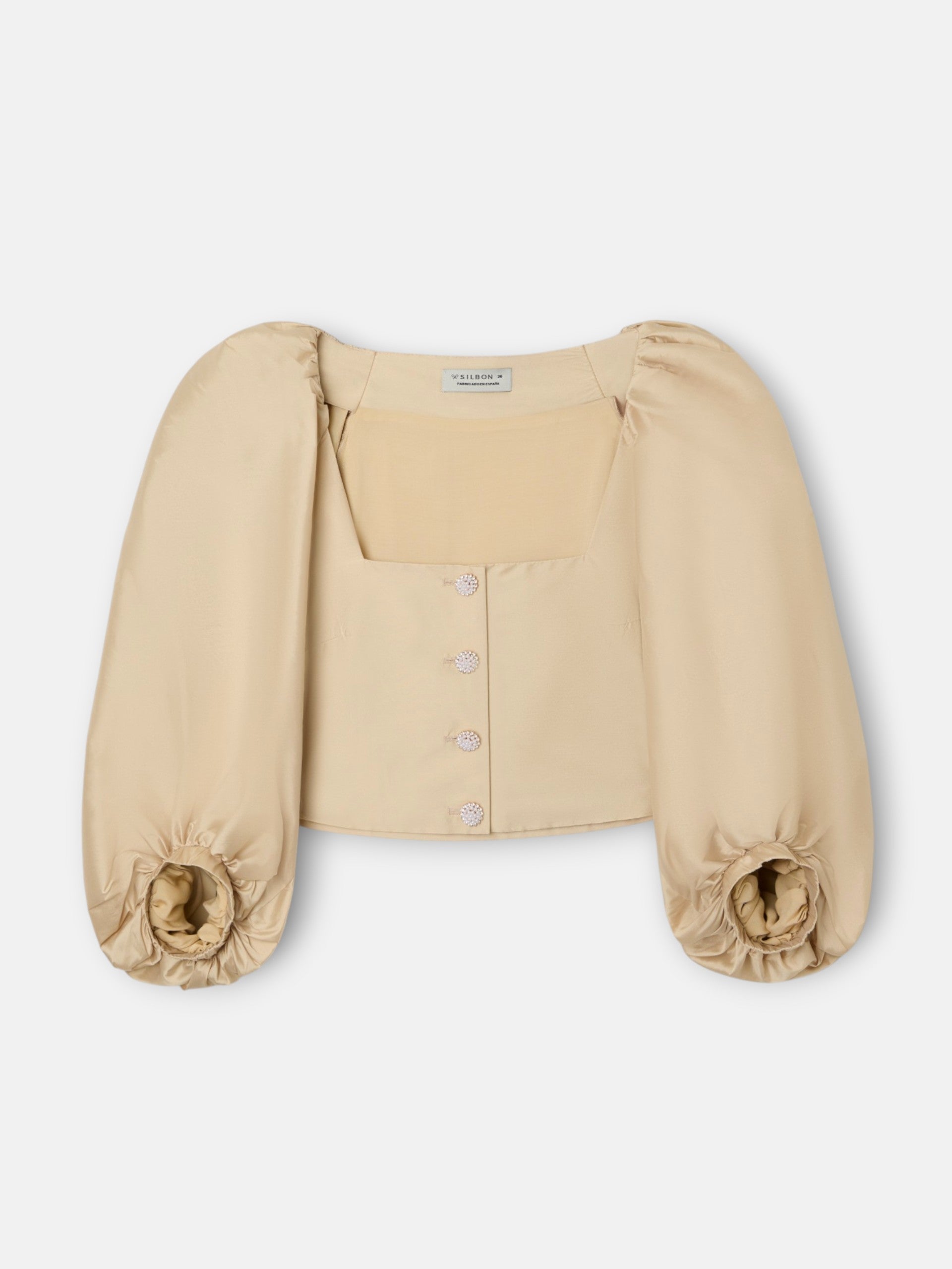 Blouse collection événement manches ballon beige