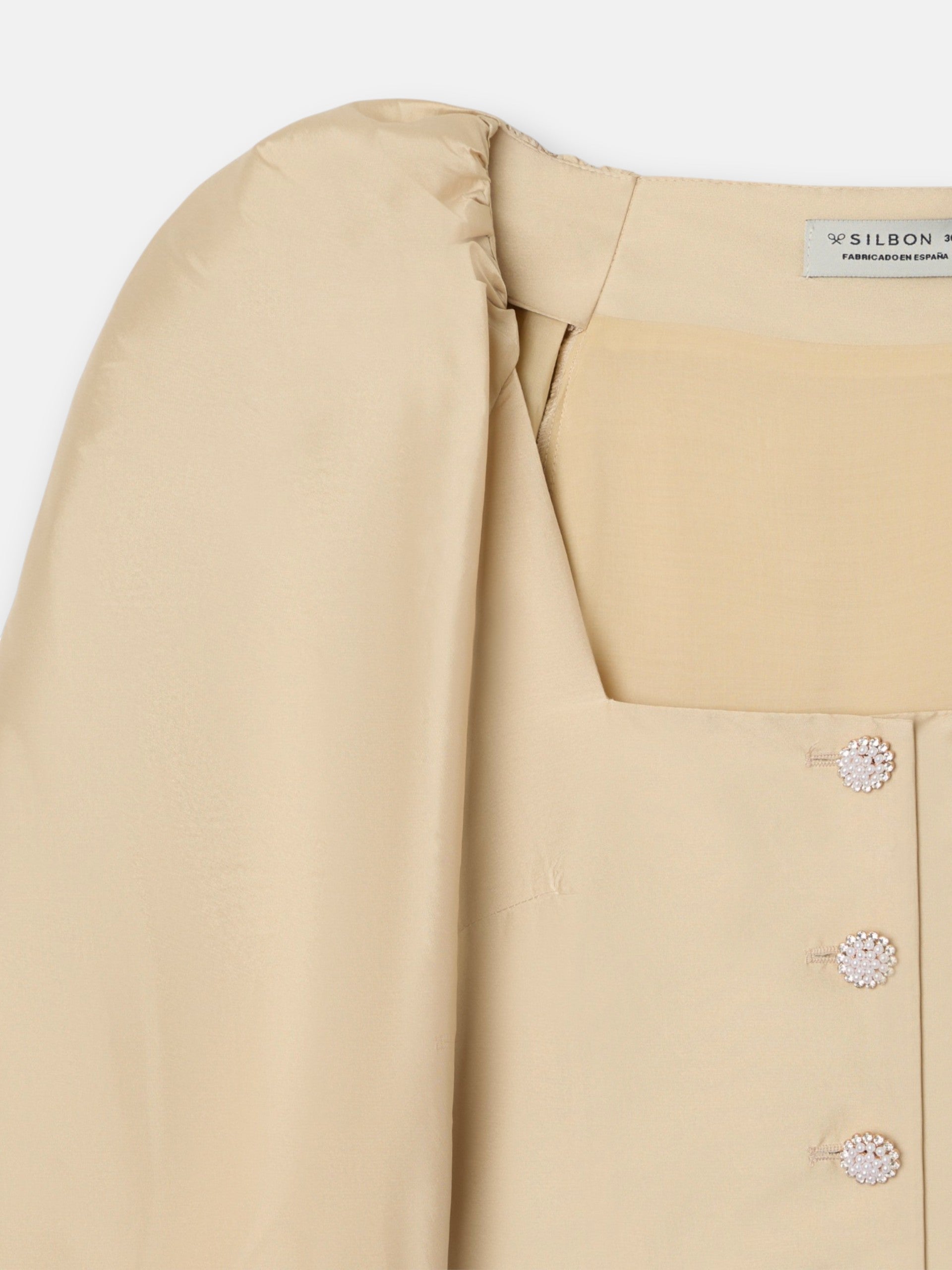 Blouse collection événement manches ballon beige