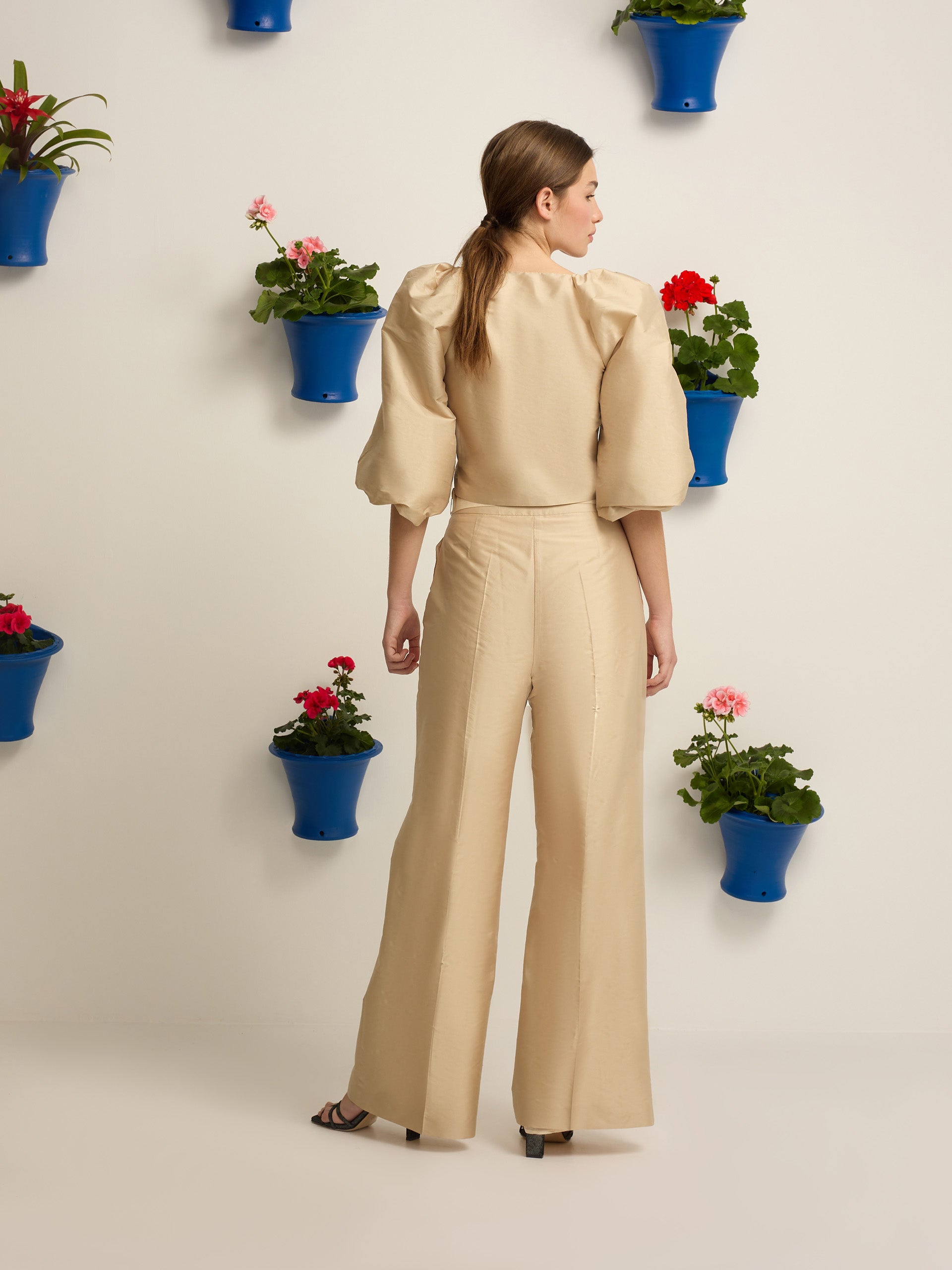 Blouse collection événement manches ballon beige