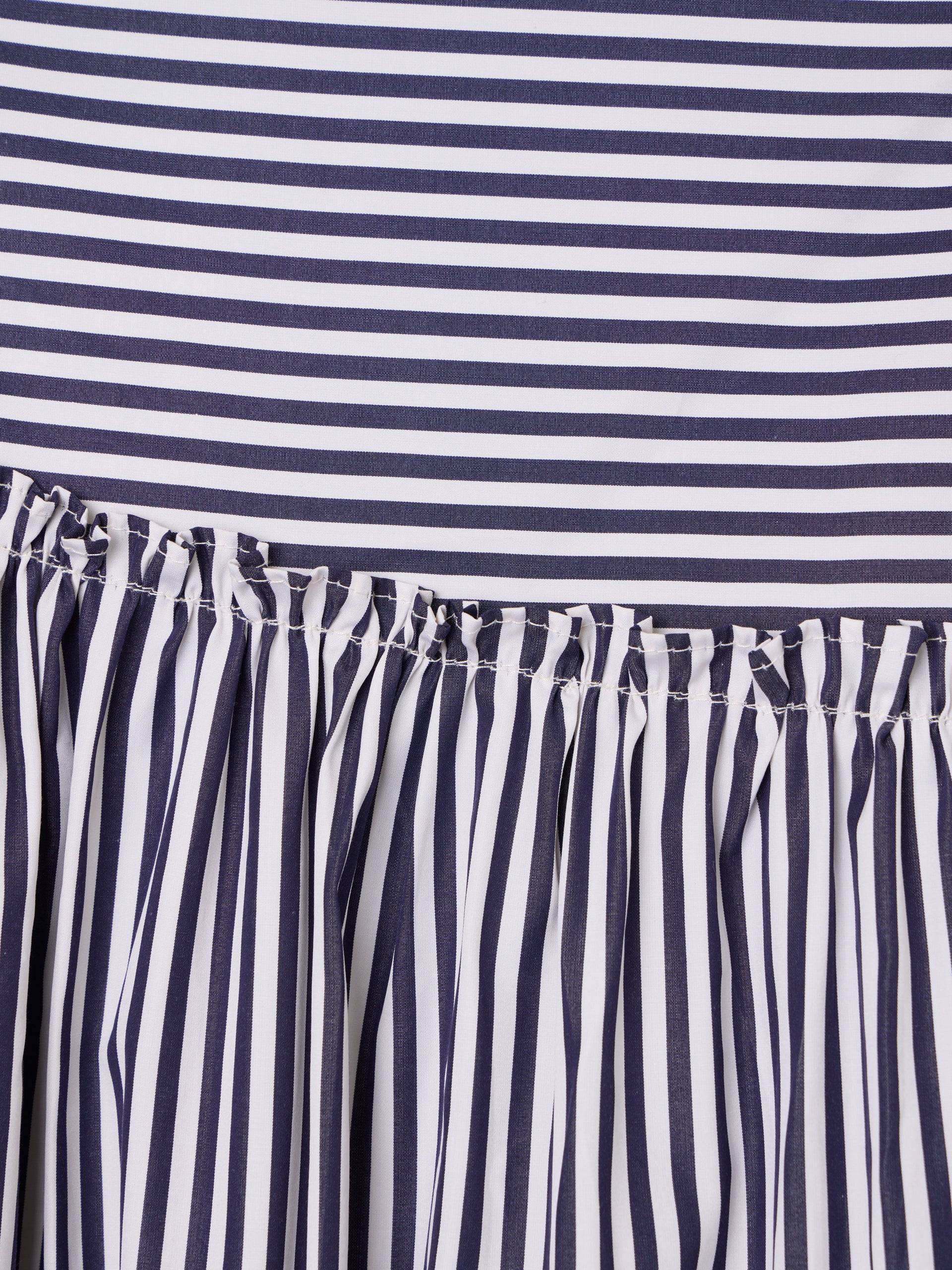 Unique navy blue striped midi skirt