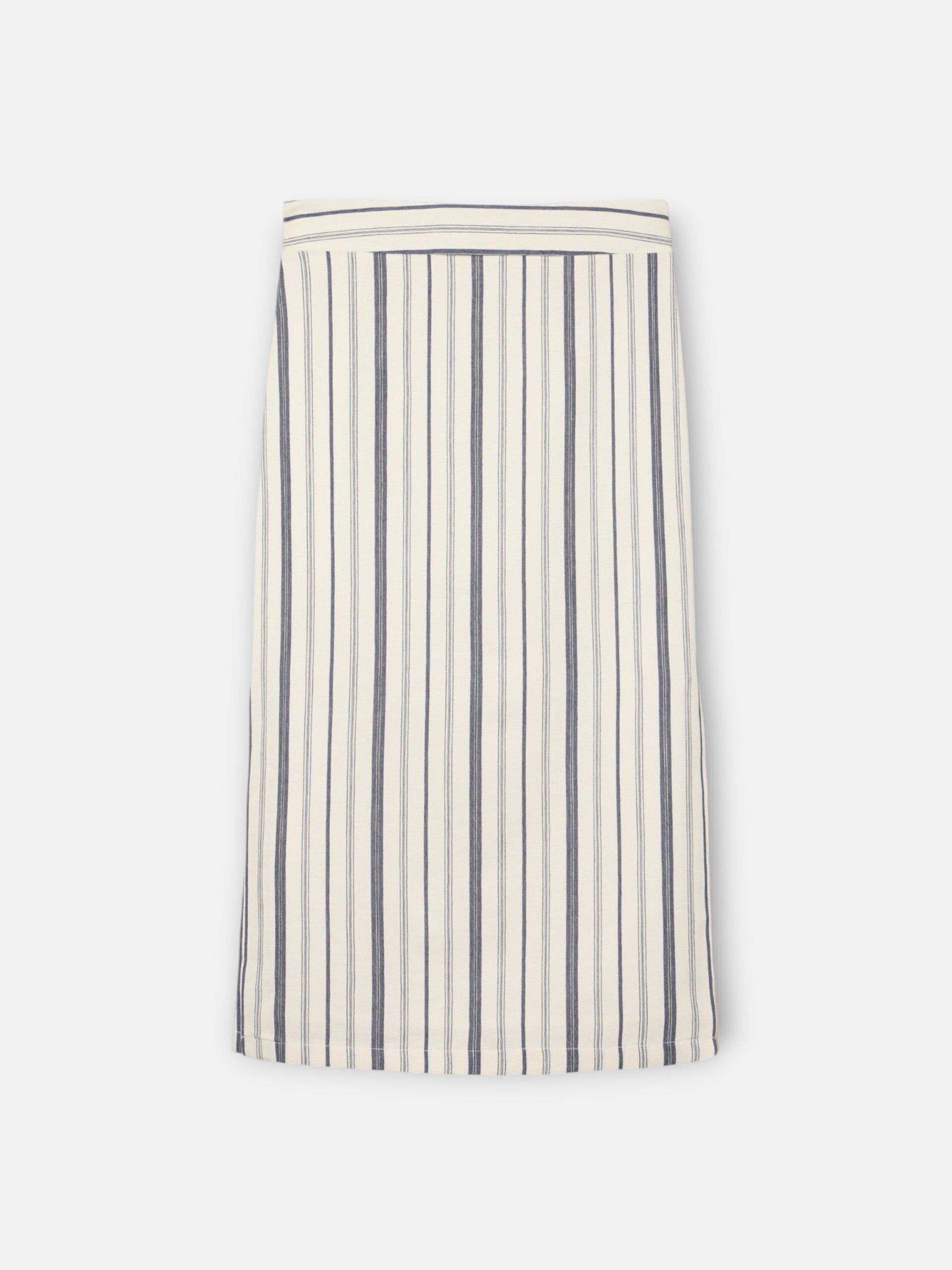 Jupe midi unique à rayures bleu et beige