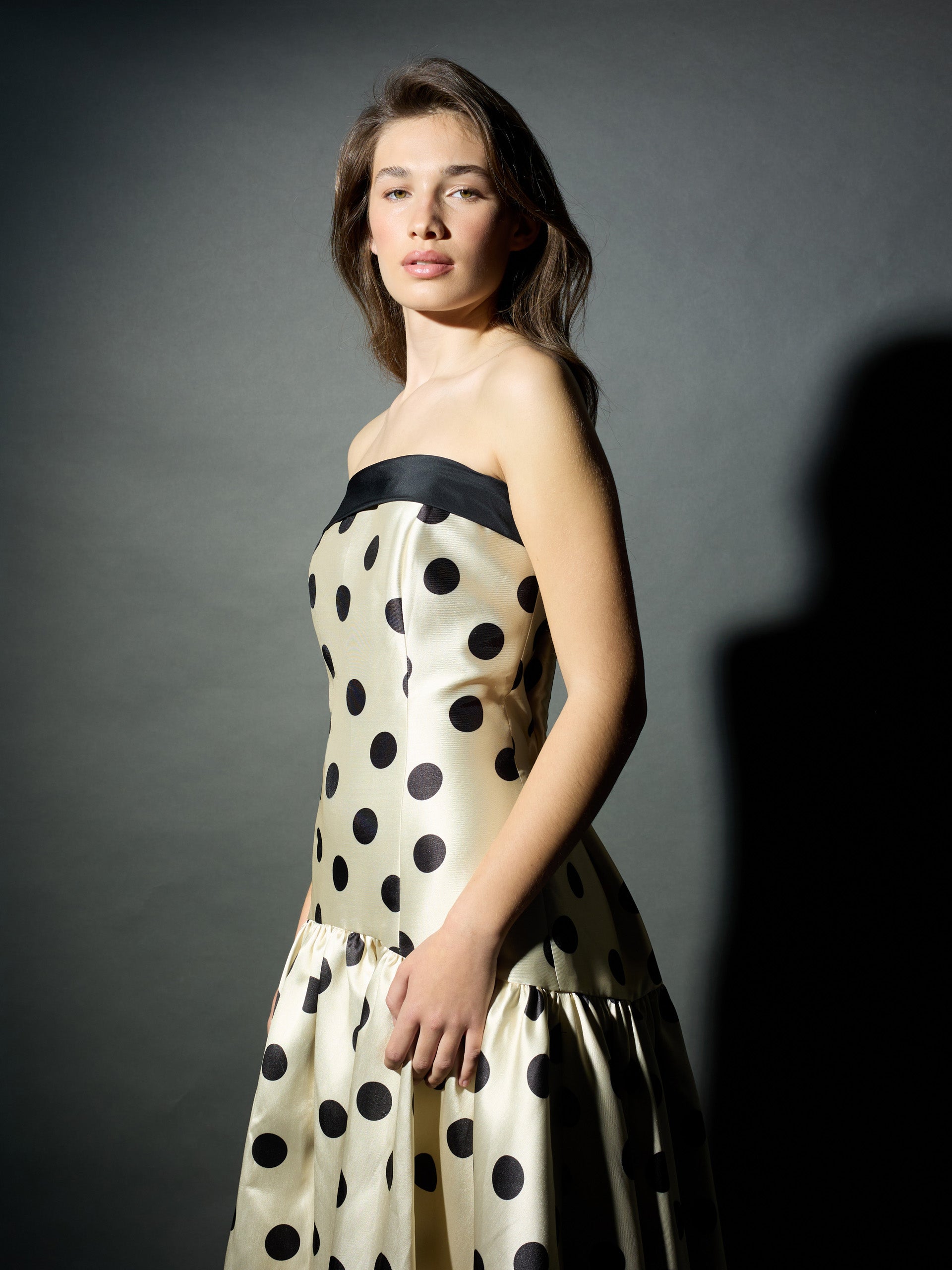 Robe CaprilexSilbon à pois vanille et noir