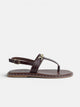 Brown sandal with metallic applique
