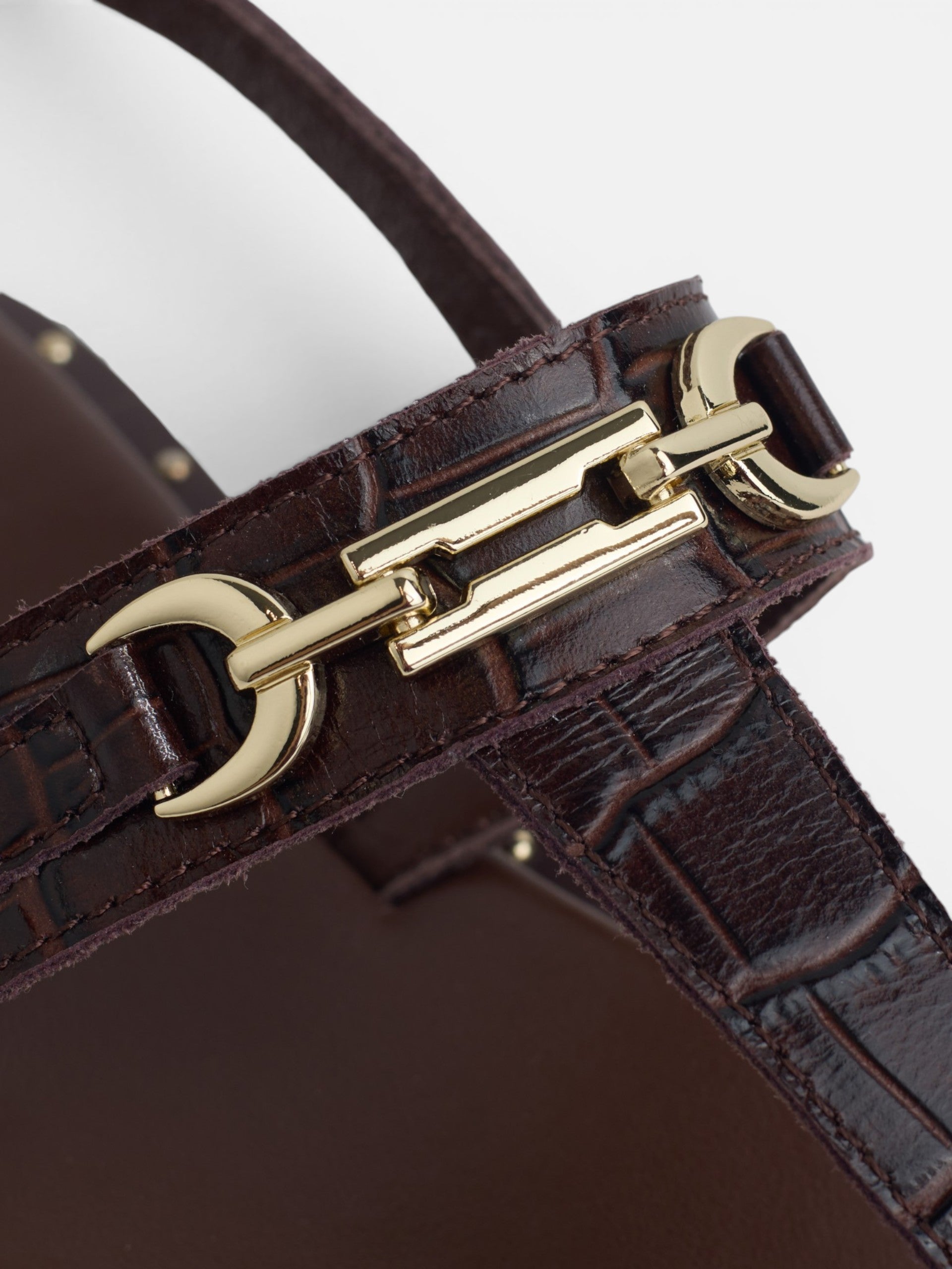 Brown sandal with metallic applique