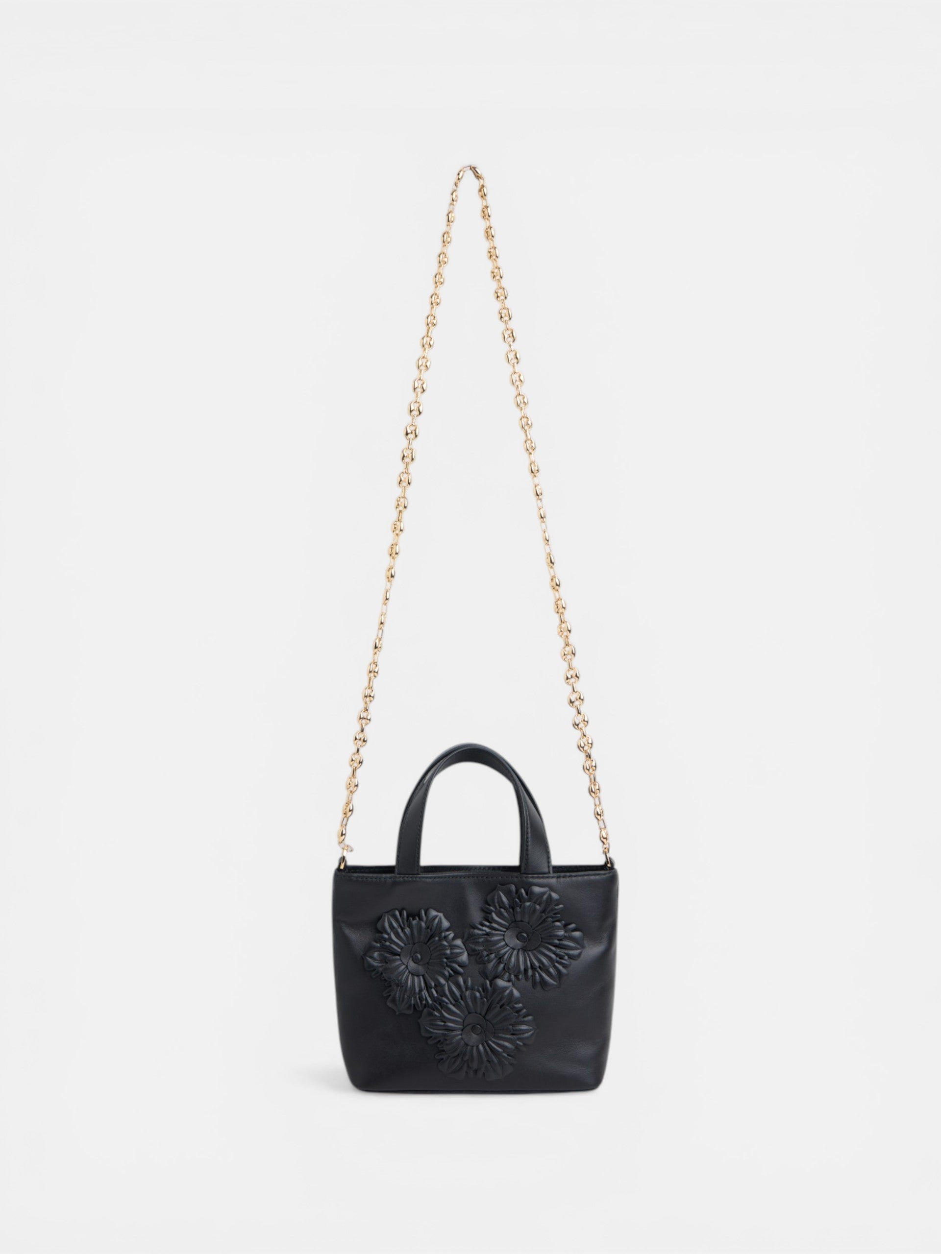 Sac de soirée en cuir nappa poignées noir