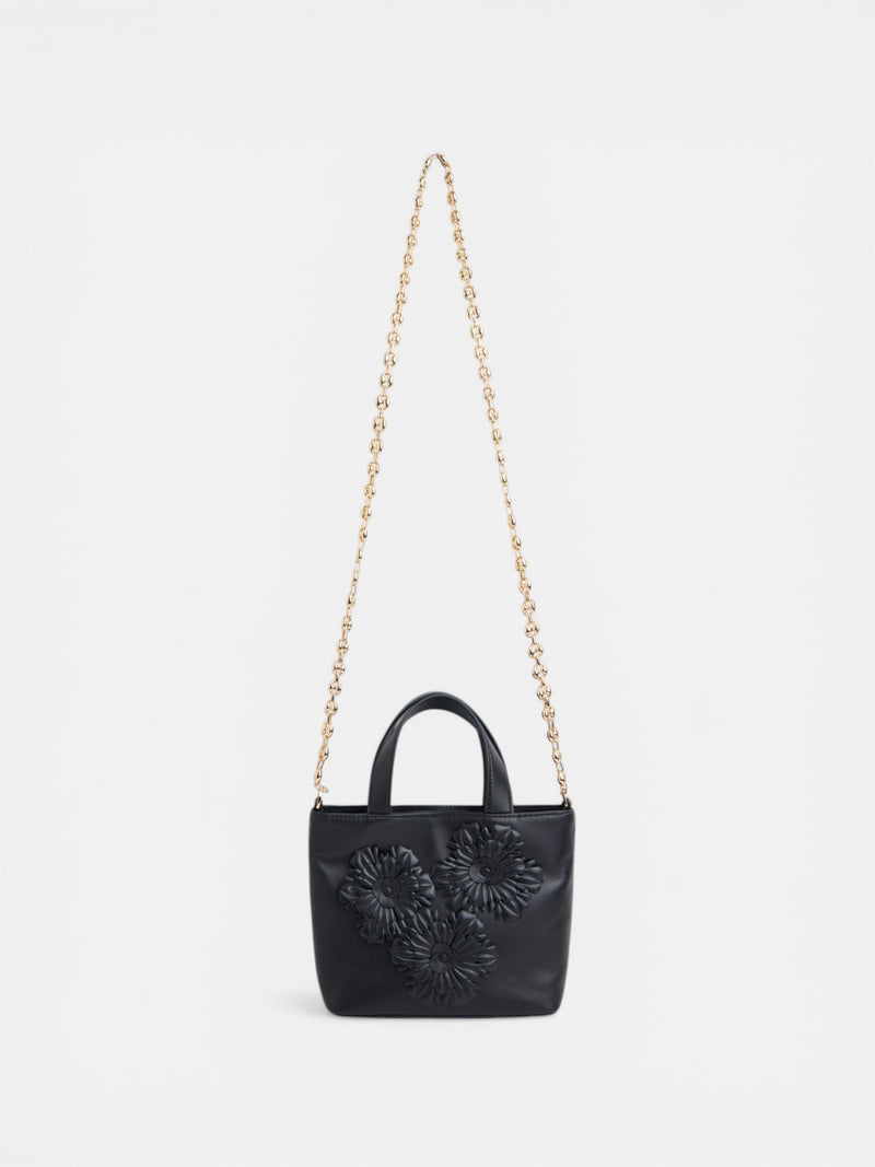 Sac de soirée en cuir nappa poignées noir