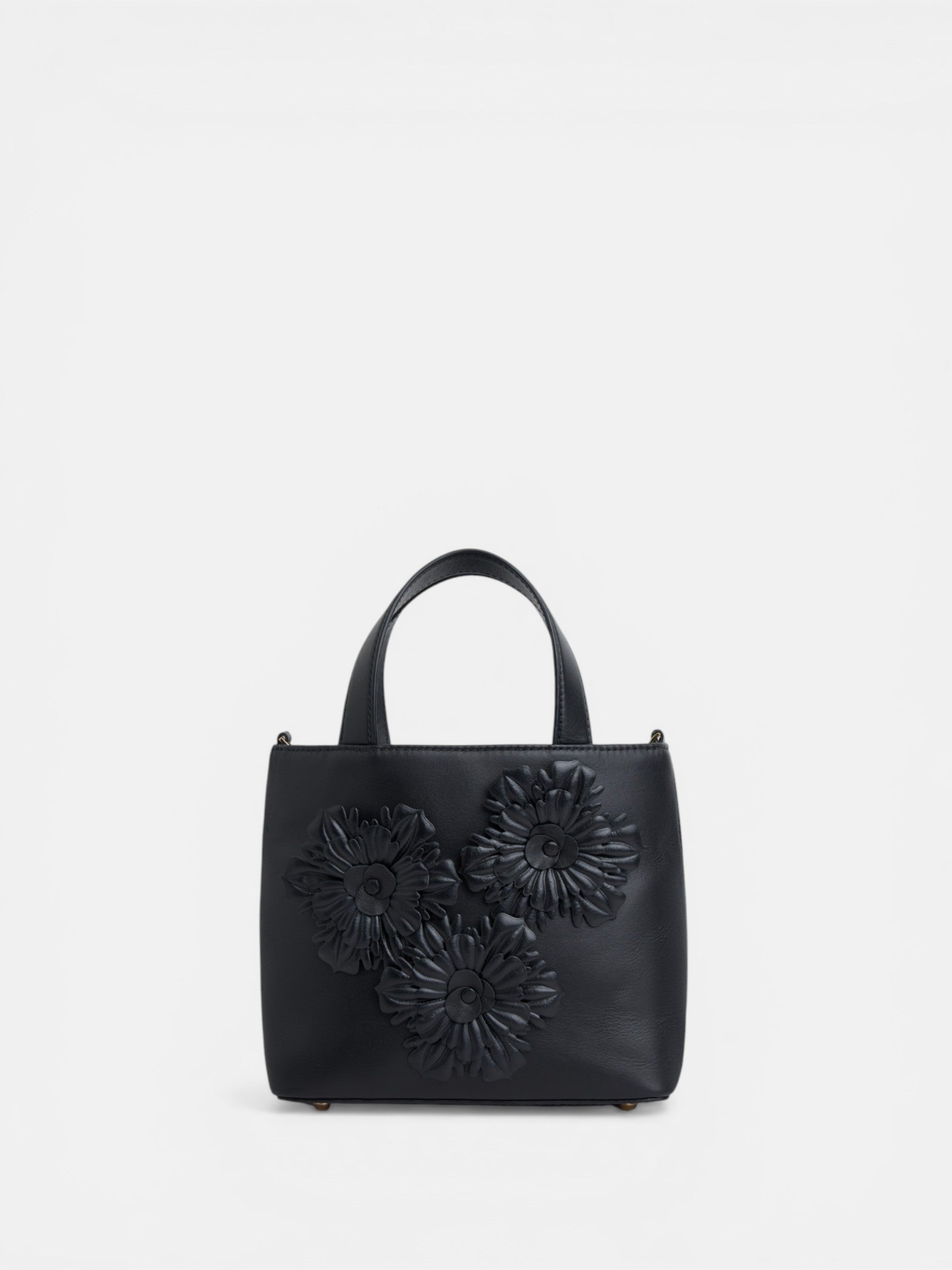 Sac de soirée en cuir nappa poignées noir