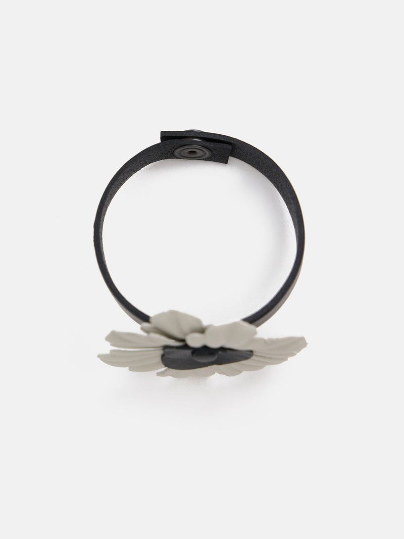 Bracelet soirée fleur cuir bicolore