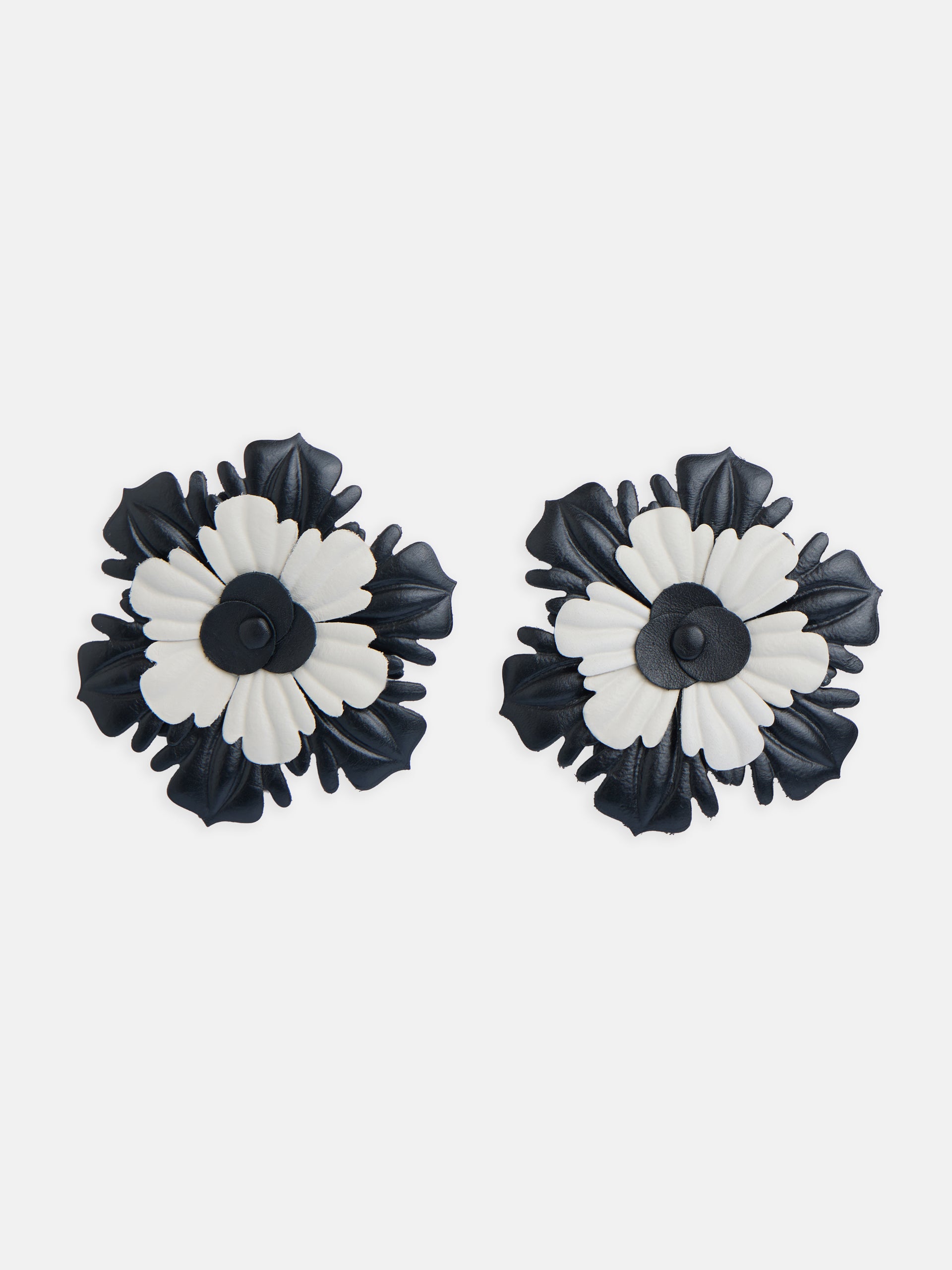 Bicolor napa flower evening earrings