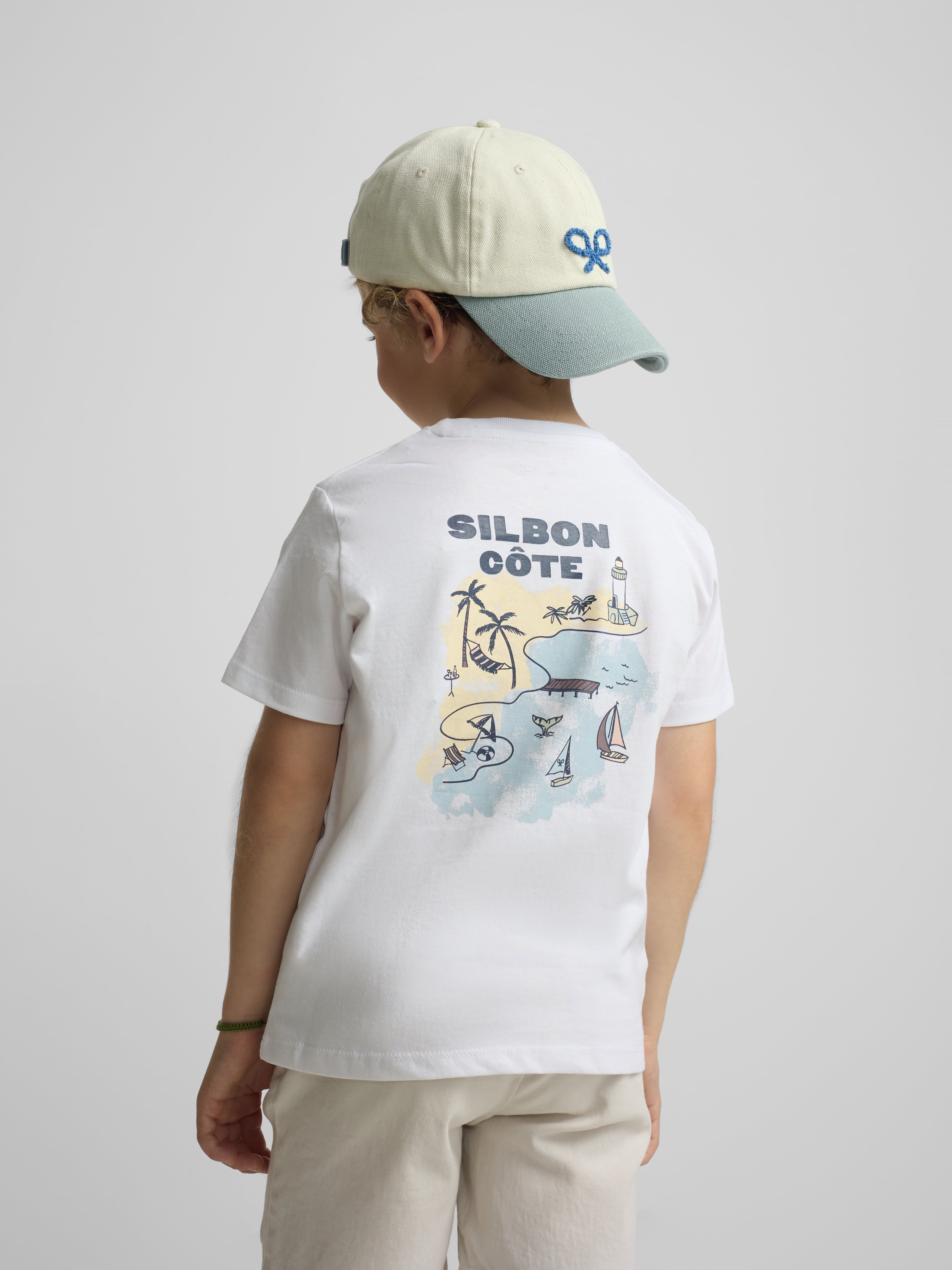 T-shirt enfant col blanc