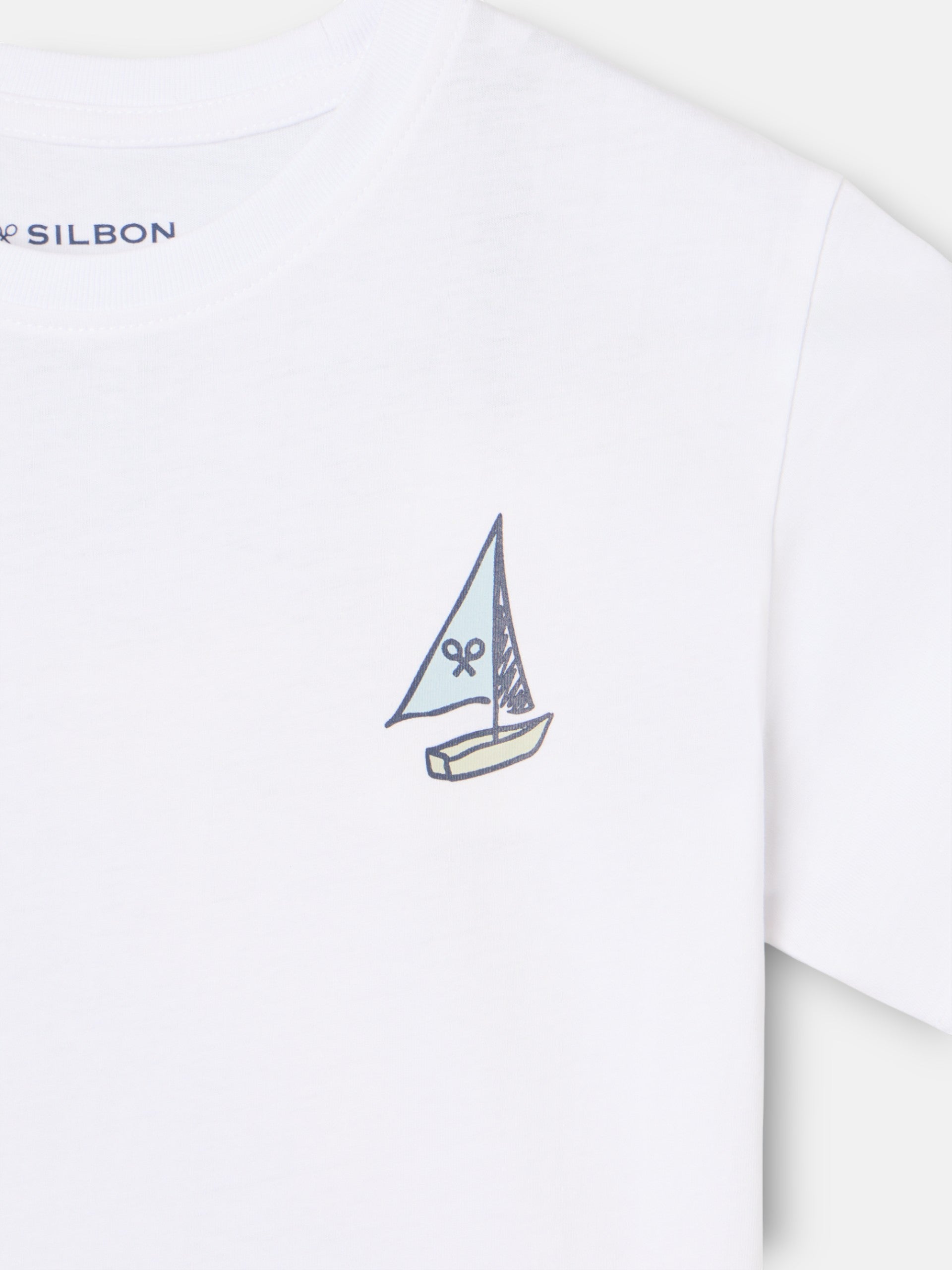T-shirt enfant col blanc