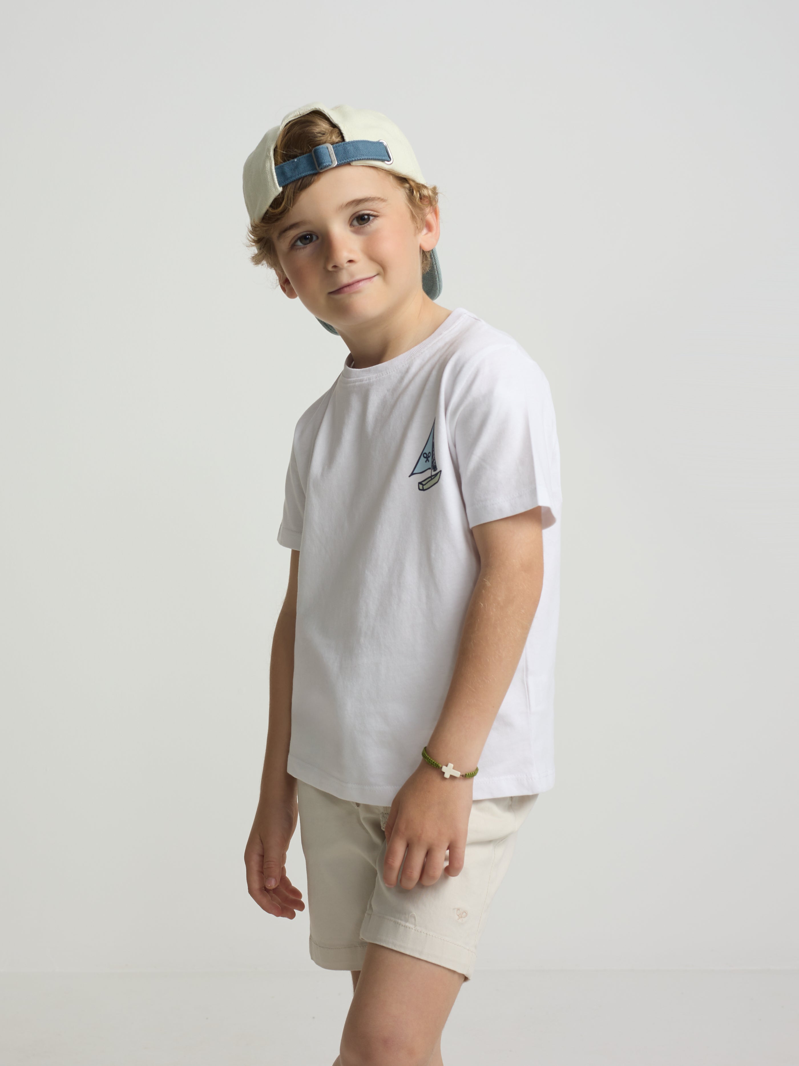 T-shirt enfant col blanc