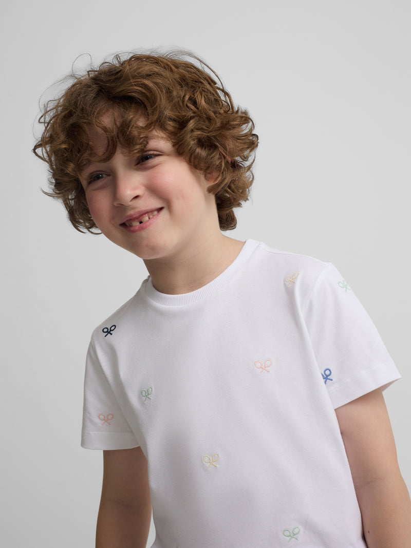 T-shirt kids multiraquete cores branco