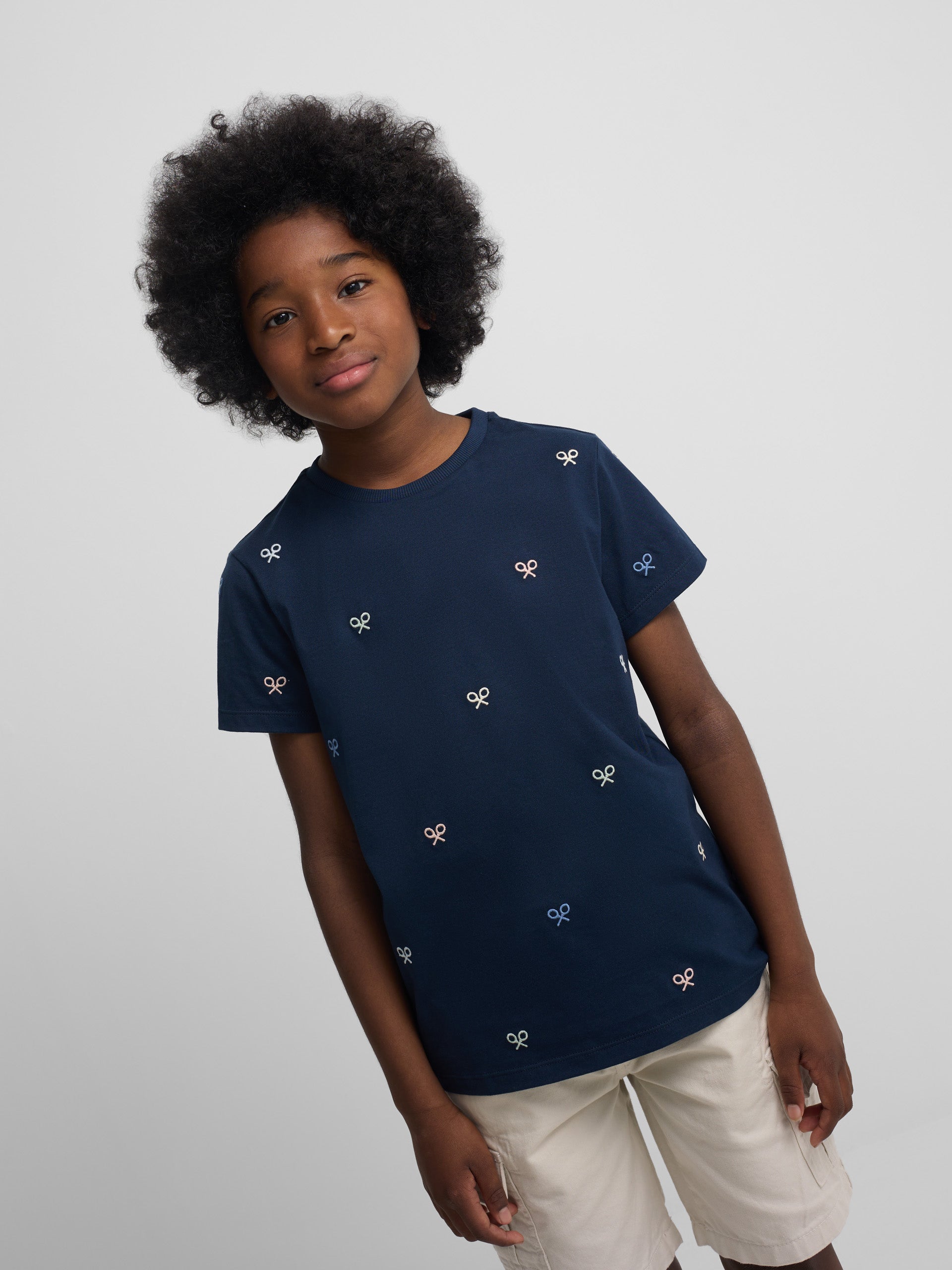 Kids multiracket t-shirt in navy blue colors
