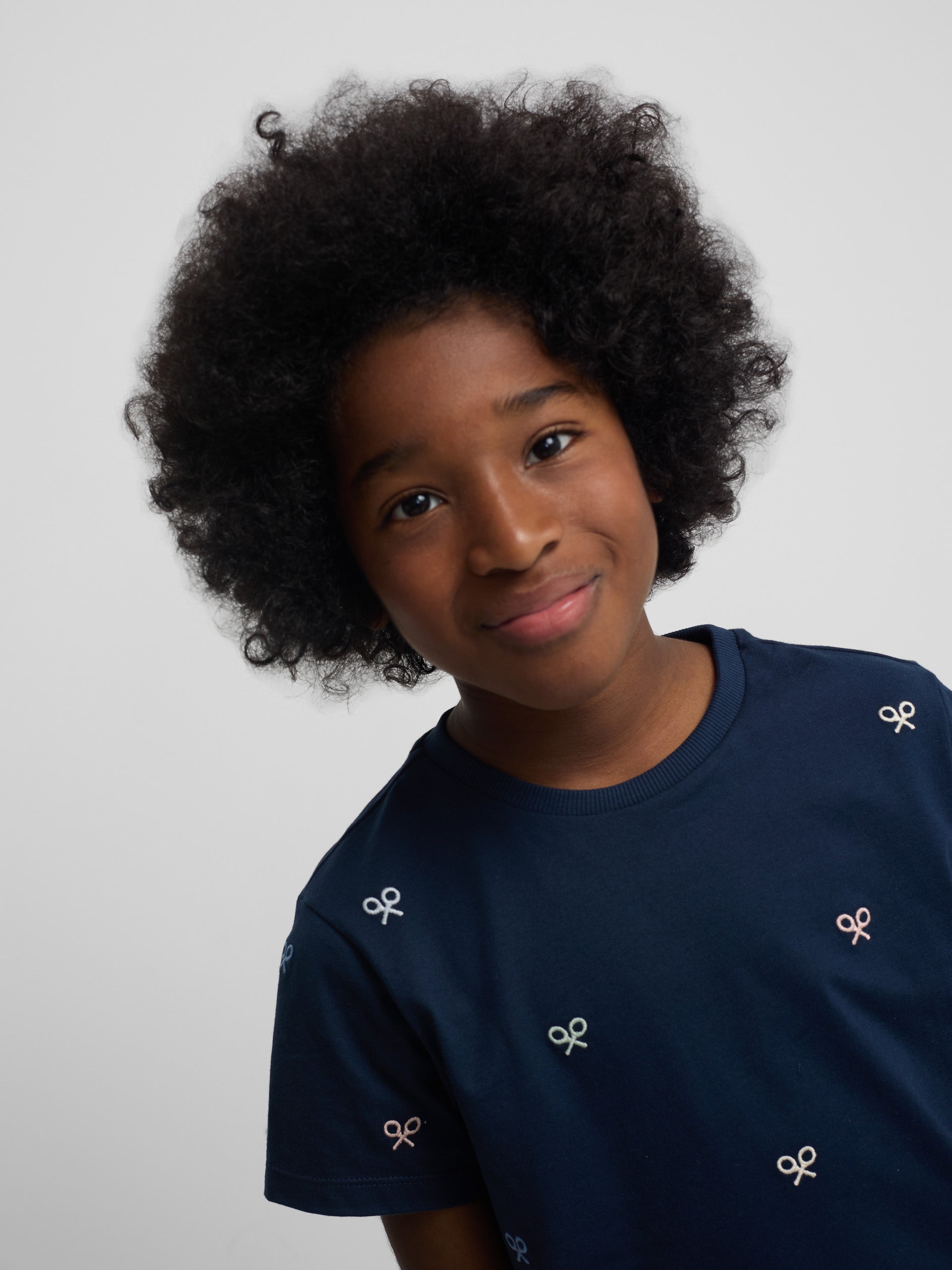 Kids multiracket t-shirt in navy blue colors