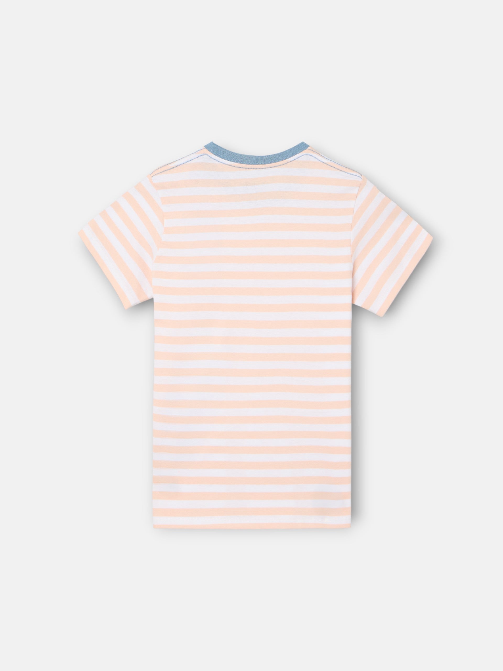 Kids' T-shirt with fine coral stripe trim