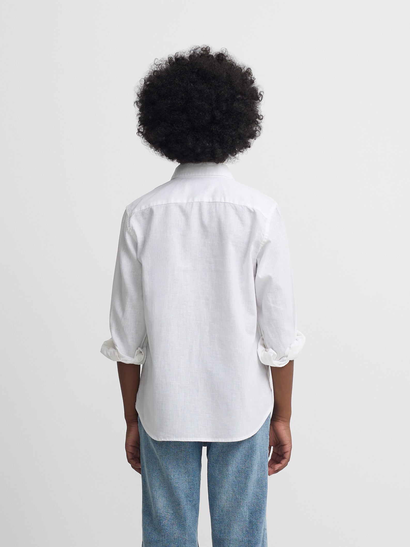 Guayabera sport enfant lin blanc