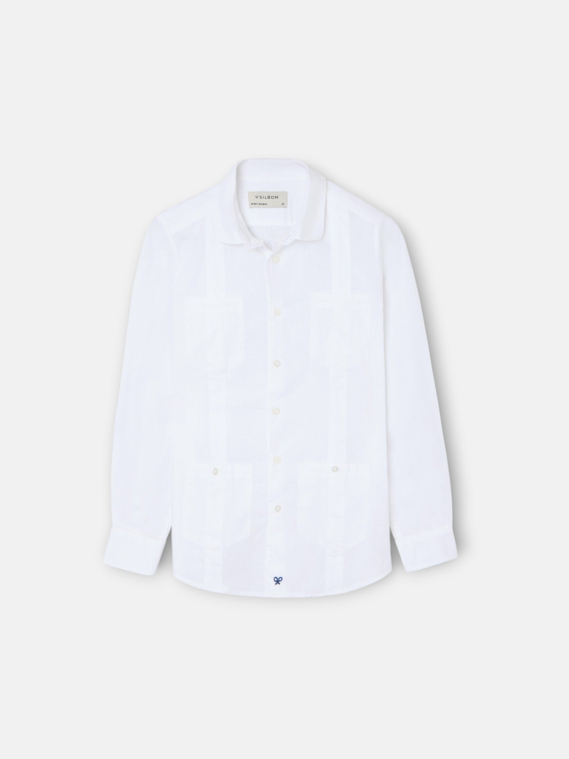 Guayabera sport enfant lin blanc