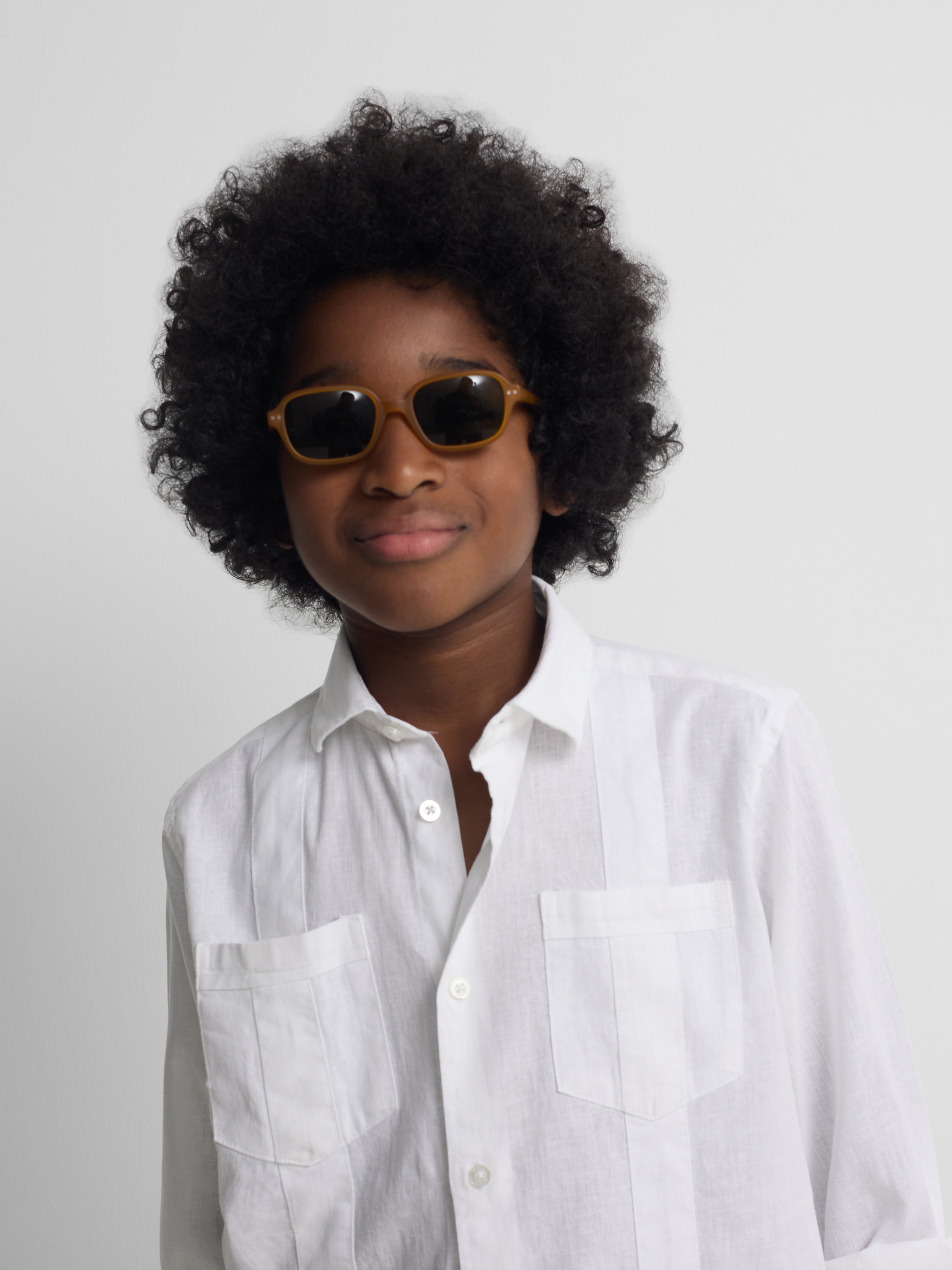 Guayabera sport enfant lin blanc