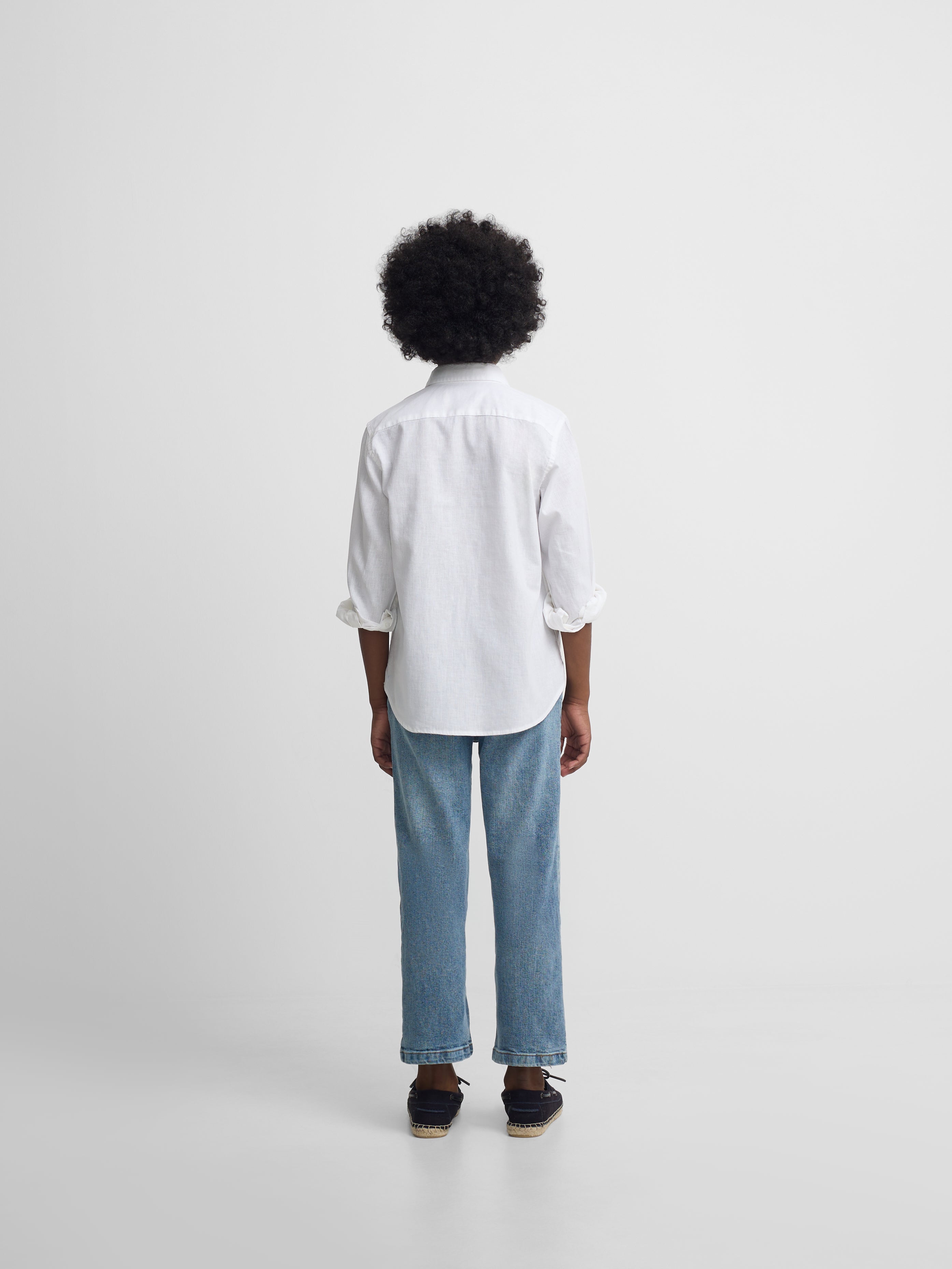 Guayabera sport enfant lin blanc
