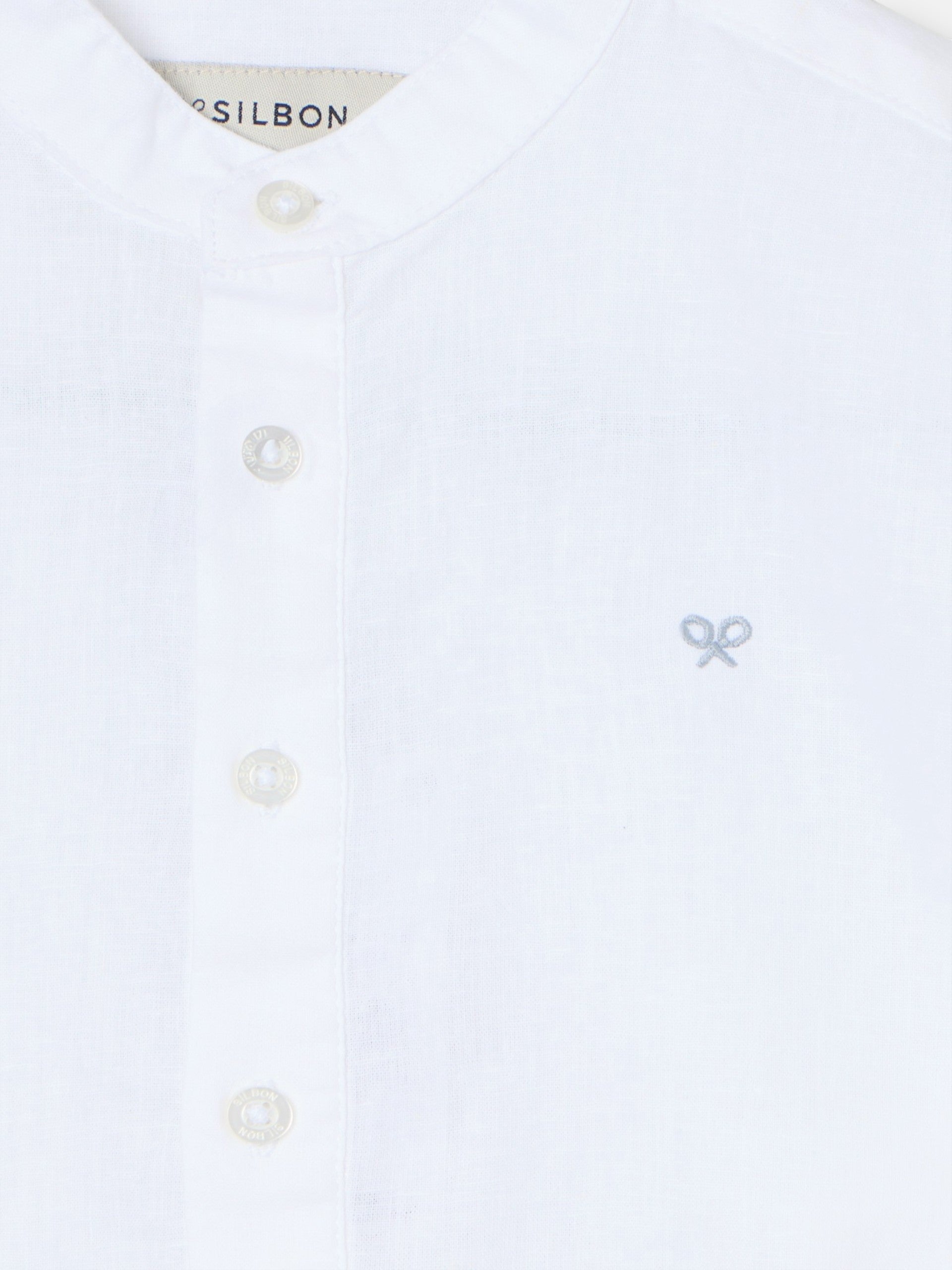 Kids' sport linen shirt with white Mao collar