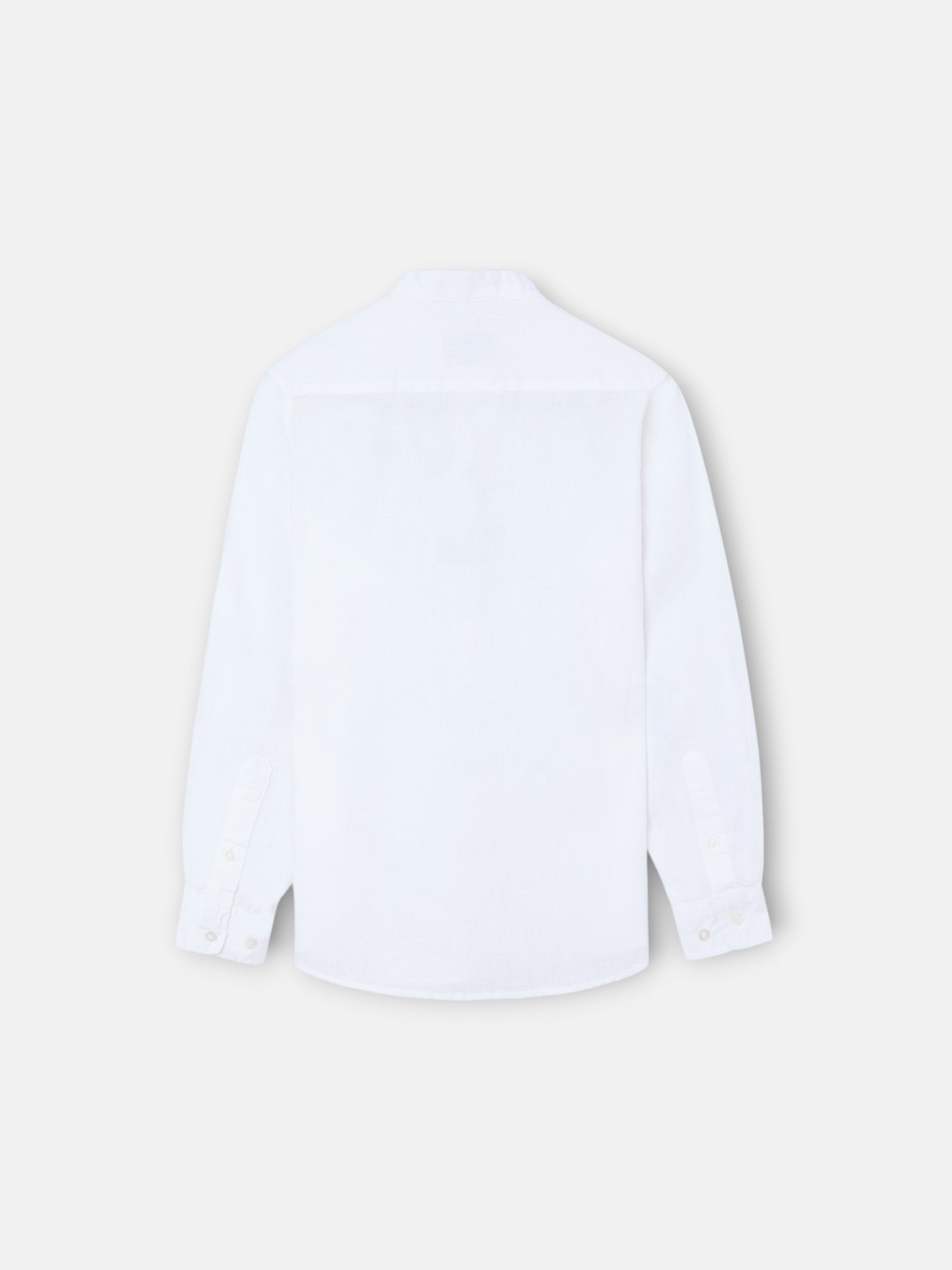 Kids' sport linen shirt with white Mao collar