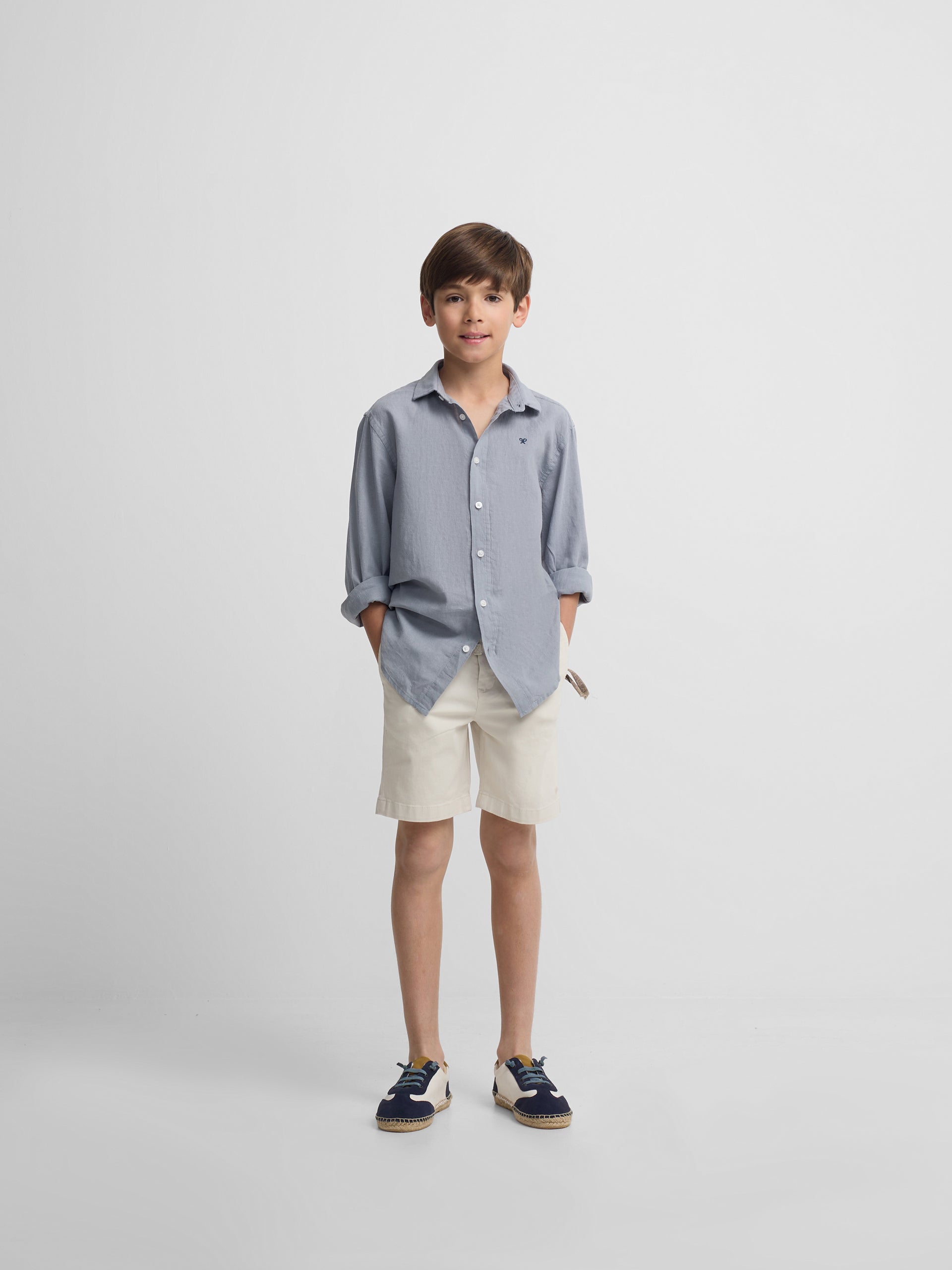 Blue linen sport shirt for kids