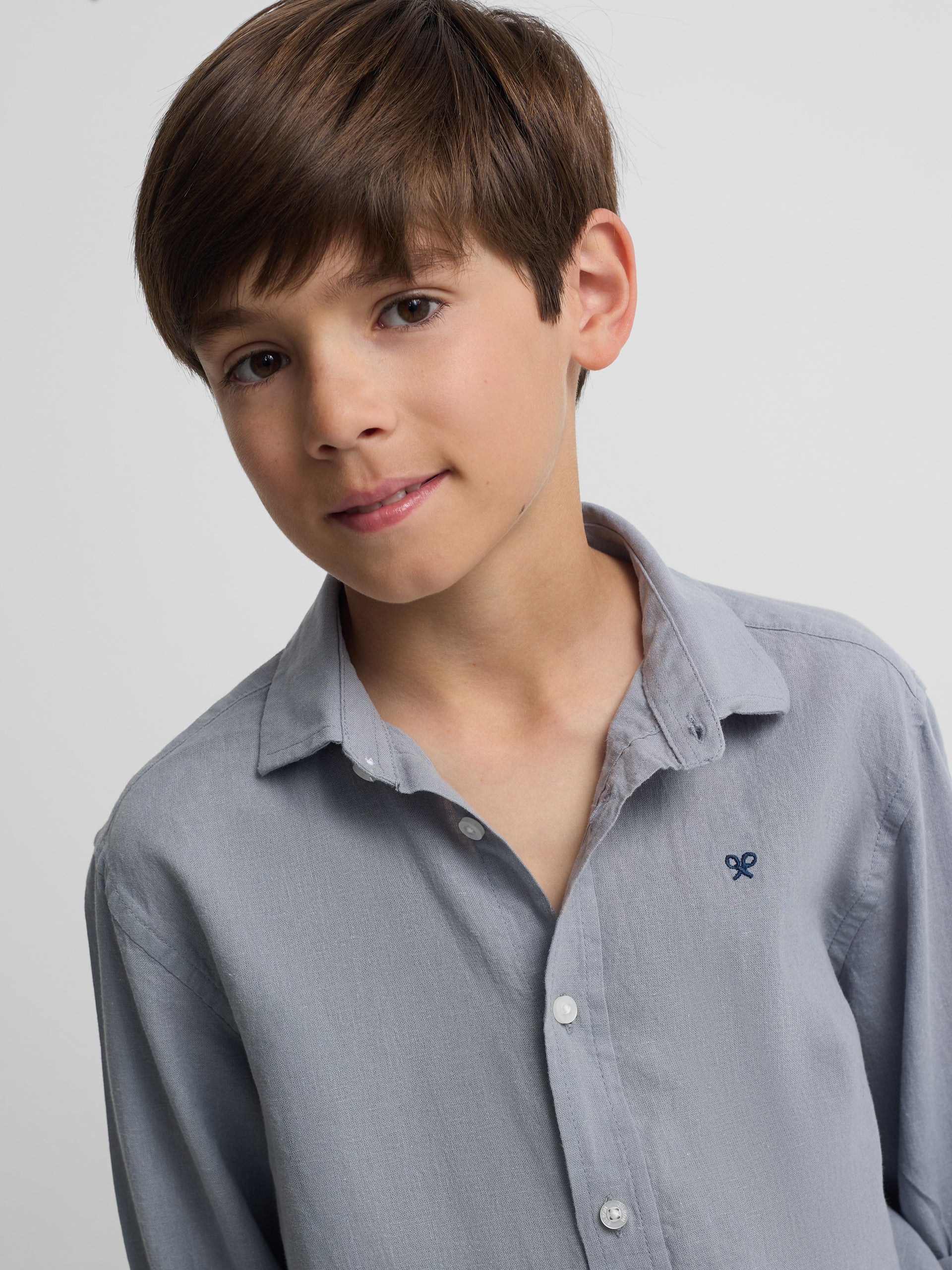 Blue linen sport shirt for kids
