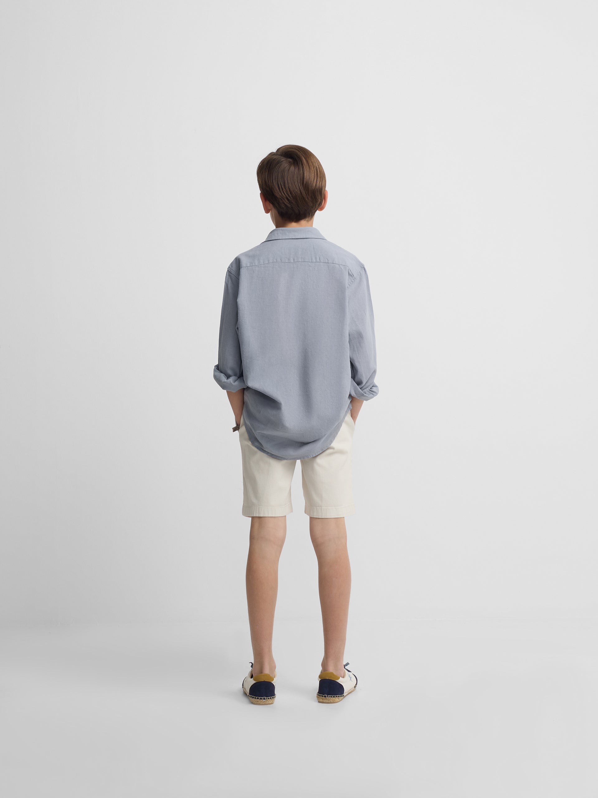 Blue linen sport shirt for kids