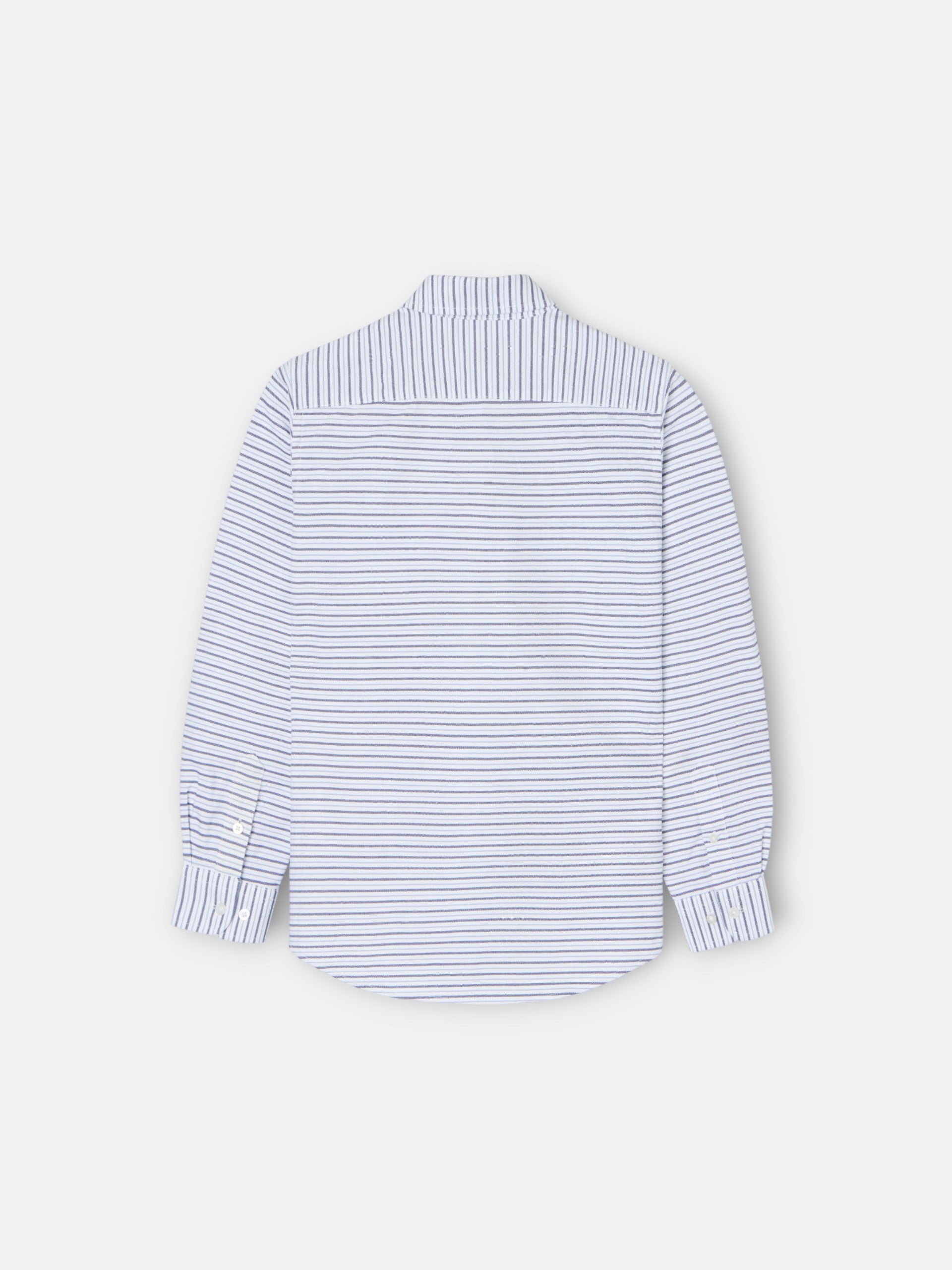 Kids' sport polo shirt, oxford cream and navy blue stripe