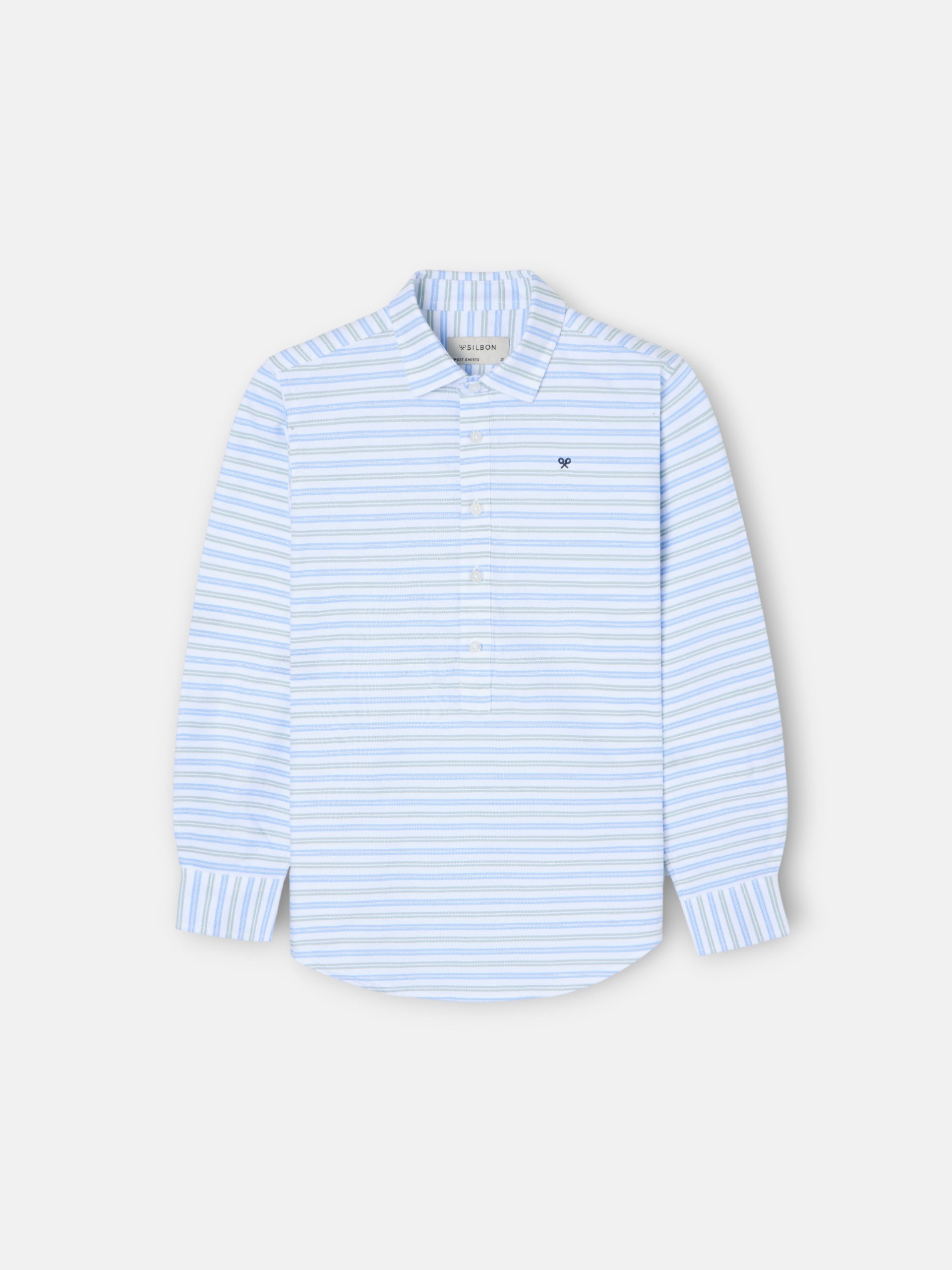 Polera sport kids oxford raya verde azul