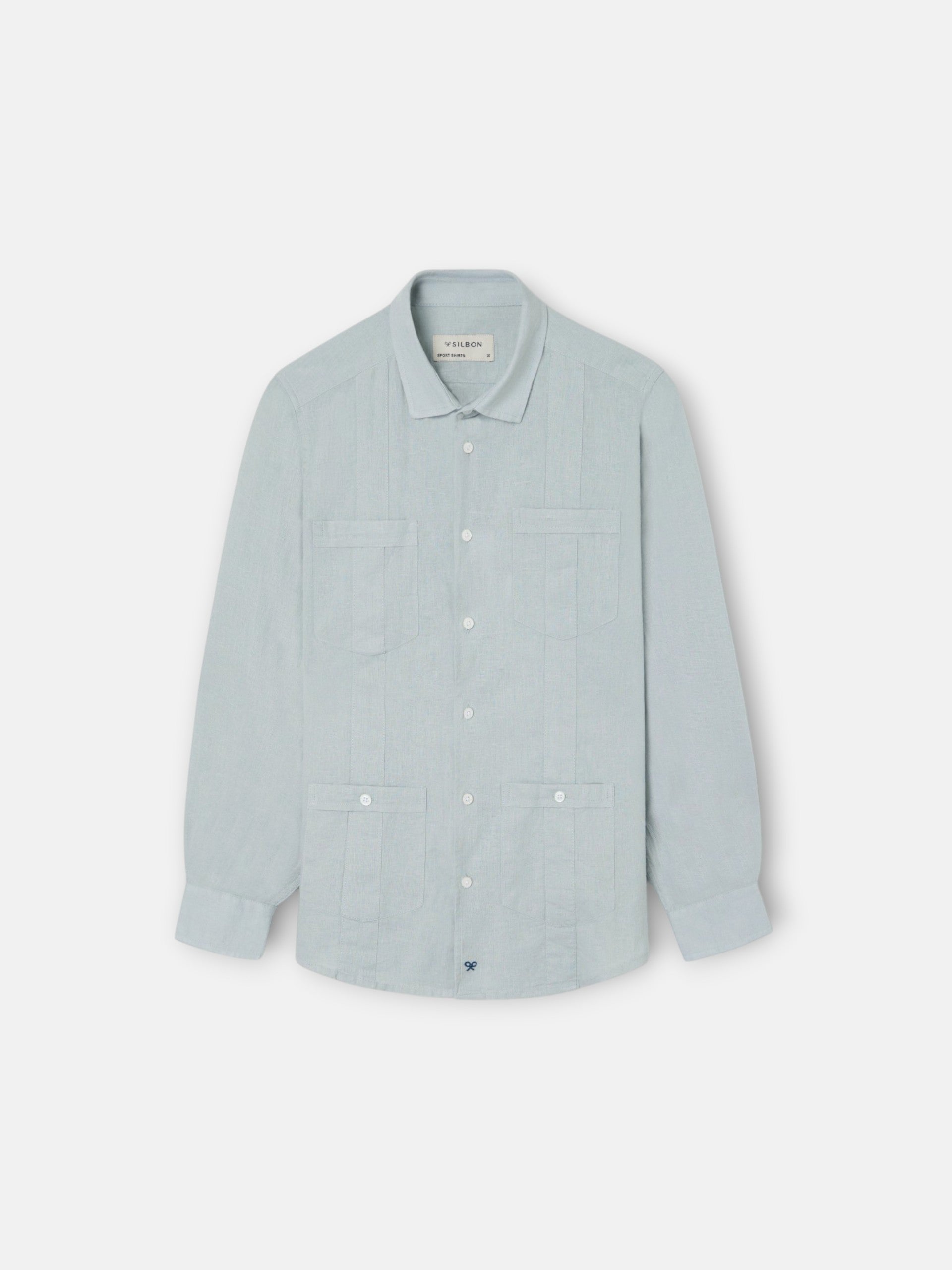 Light green linen sport guayabera for kids