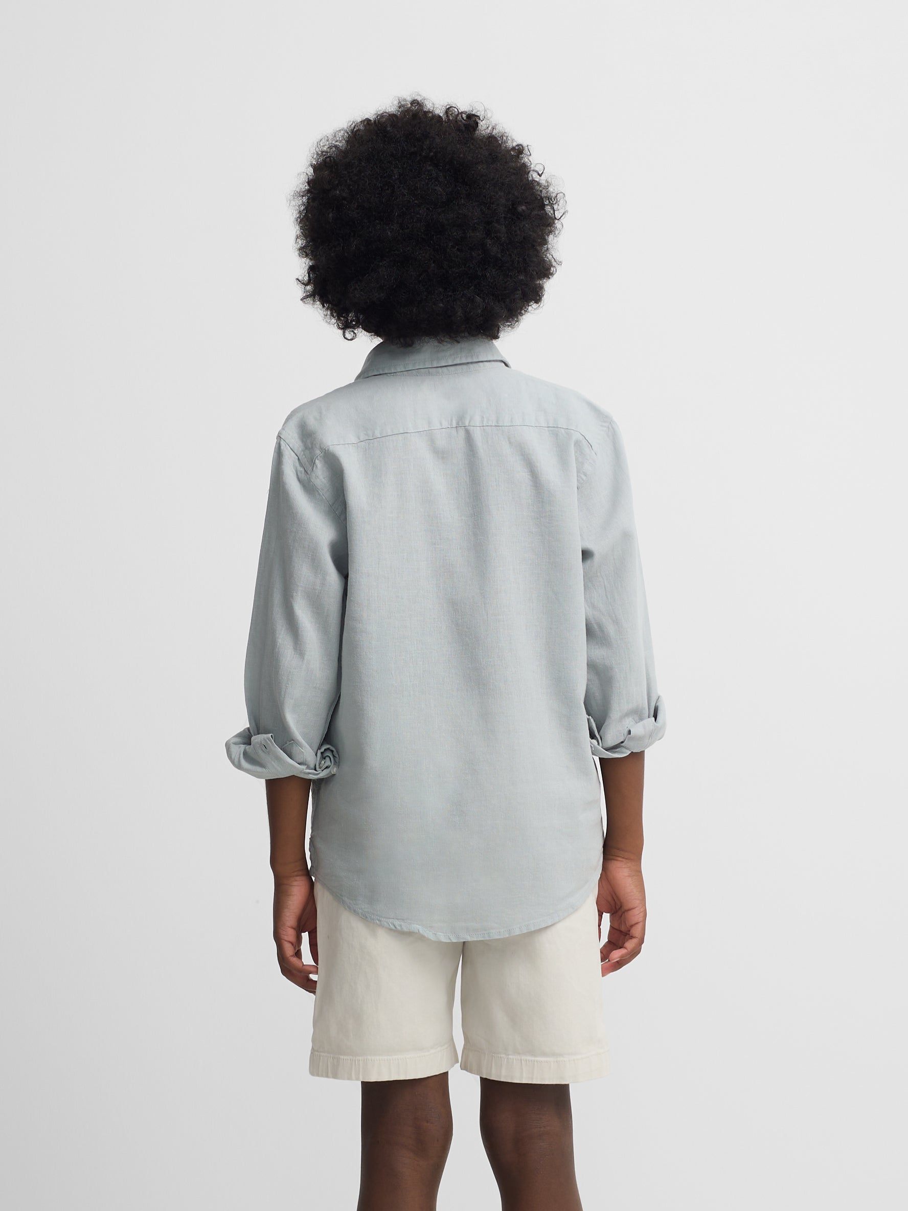 Green linen sport shirt for kids