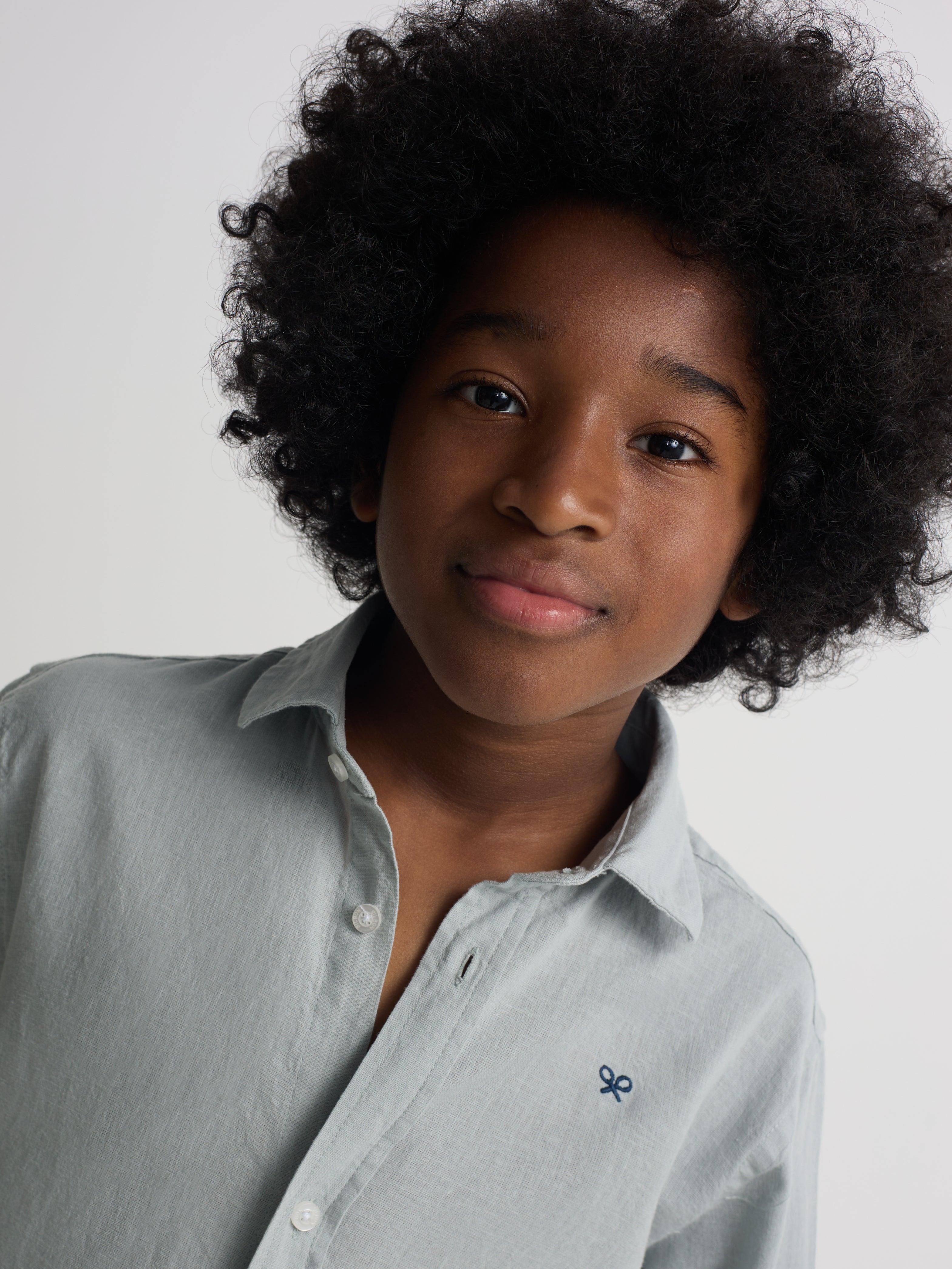 Green linen sport shirt for kids