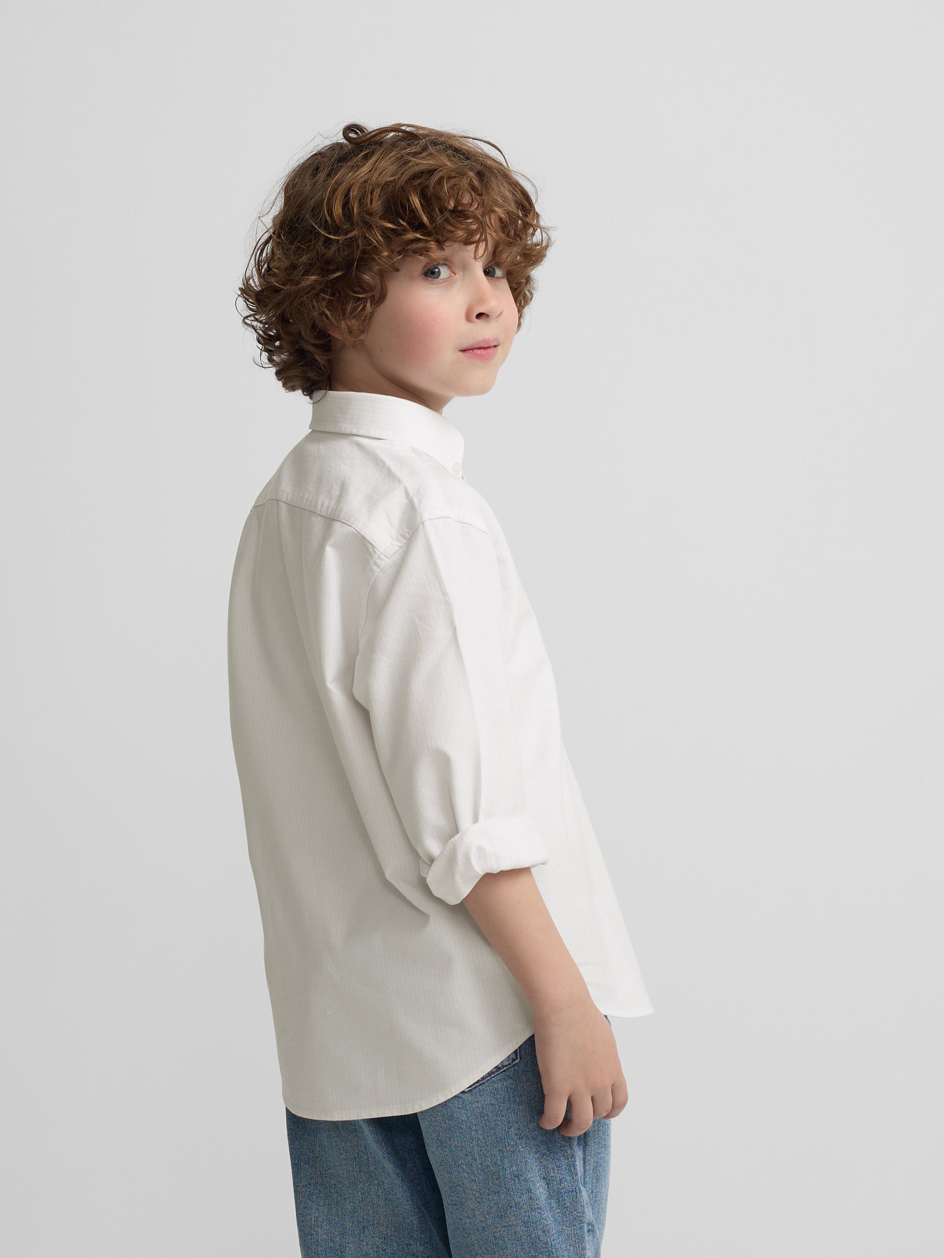 Camisa sport kids rayas oxford amarillo