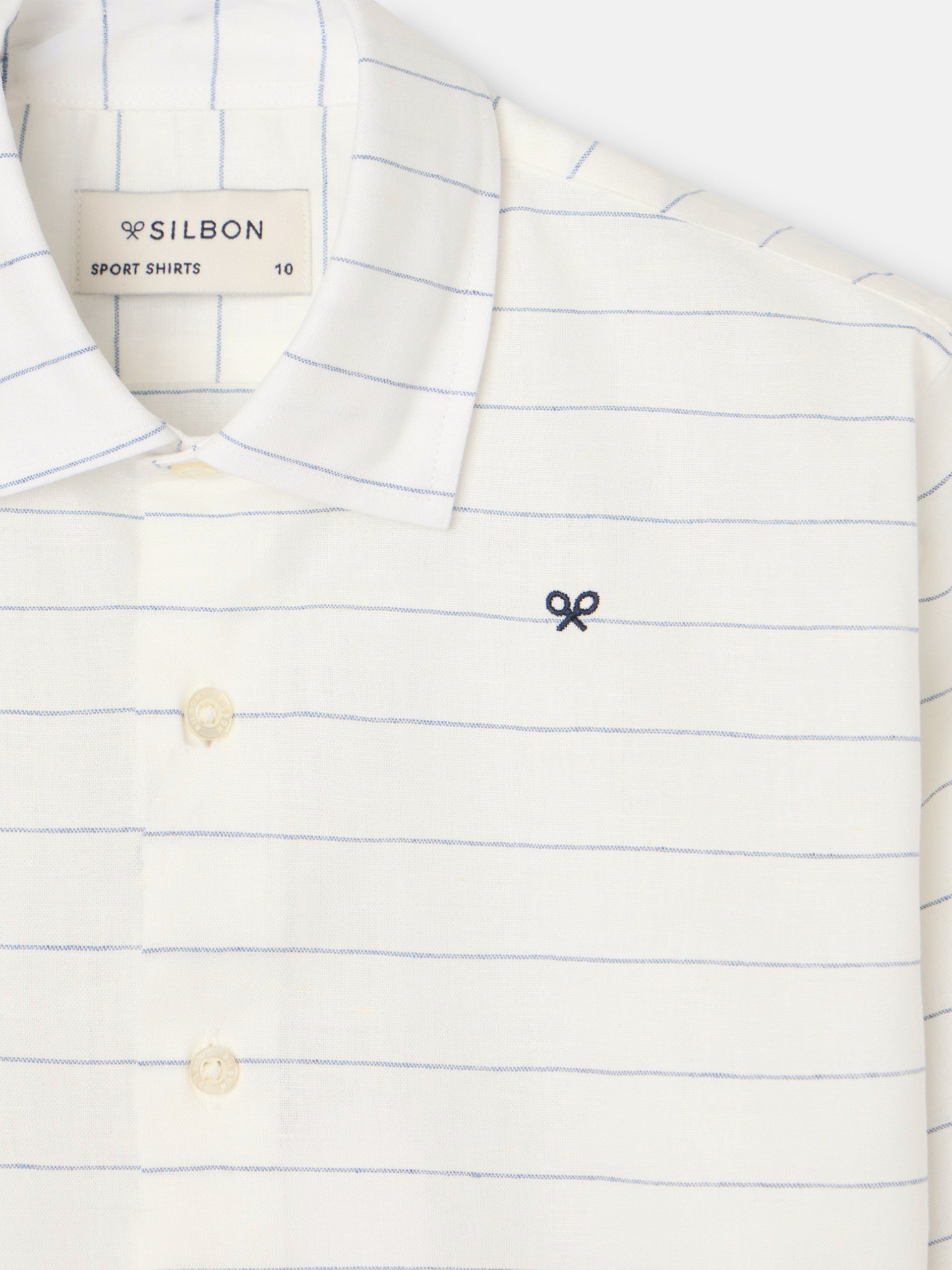 Chemise enfant en lin à fines rayures bleues